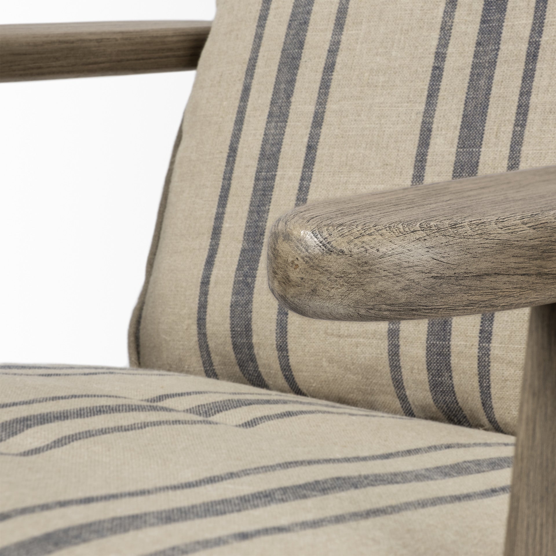 31" Beige Gray and Brown Fabric Striped Lounge Chair-8