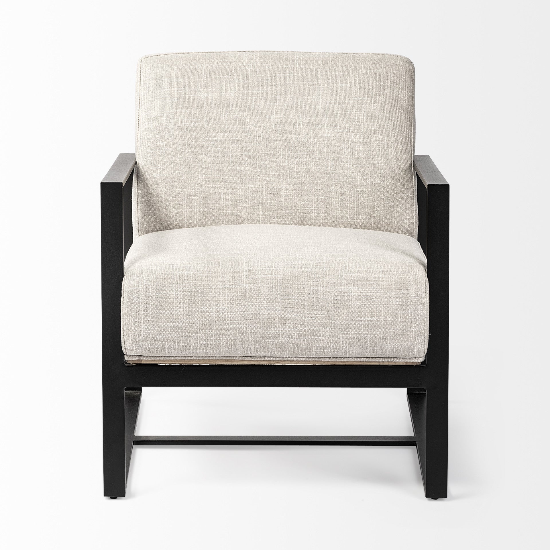 32" Cream and Black Fabric Arm Chair-2