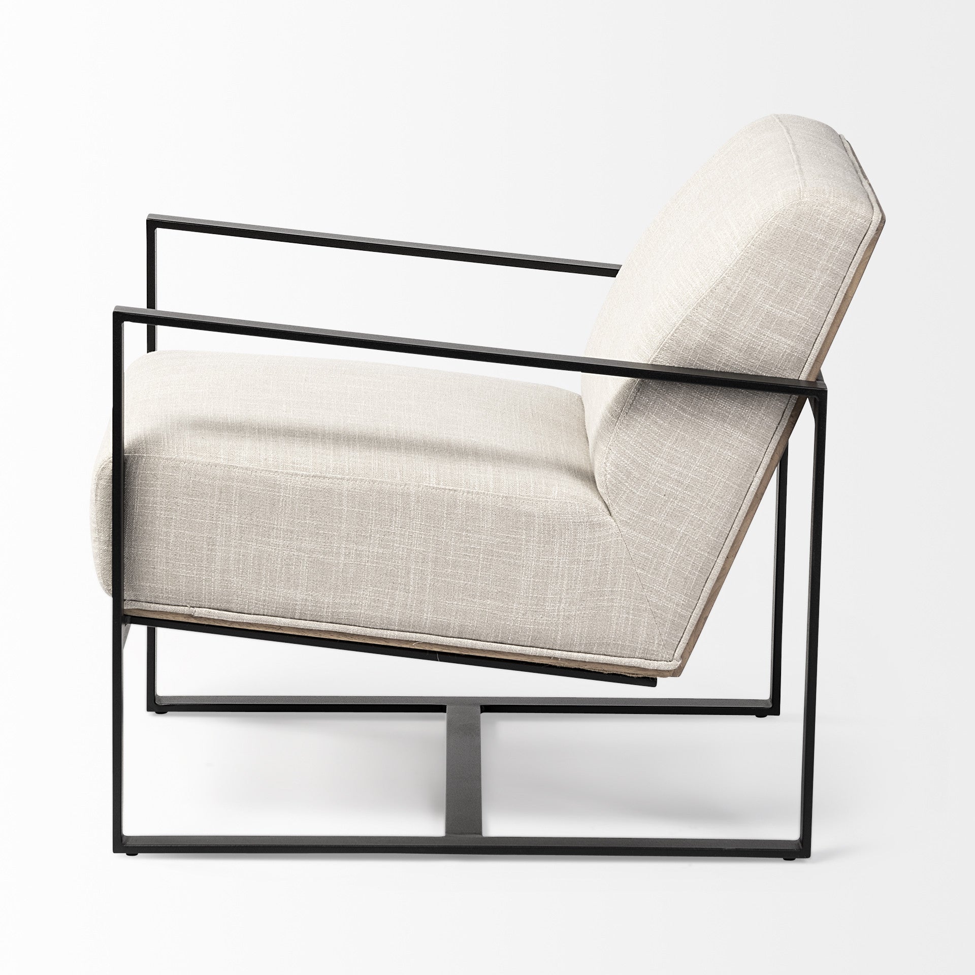 32" Cream and Black Fabric Arm Chair-3