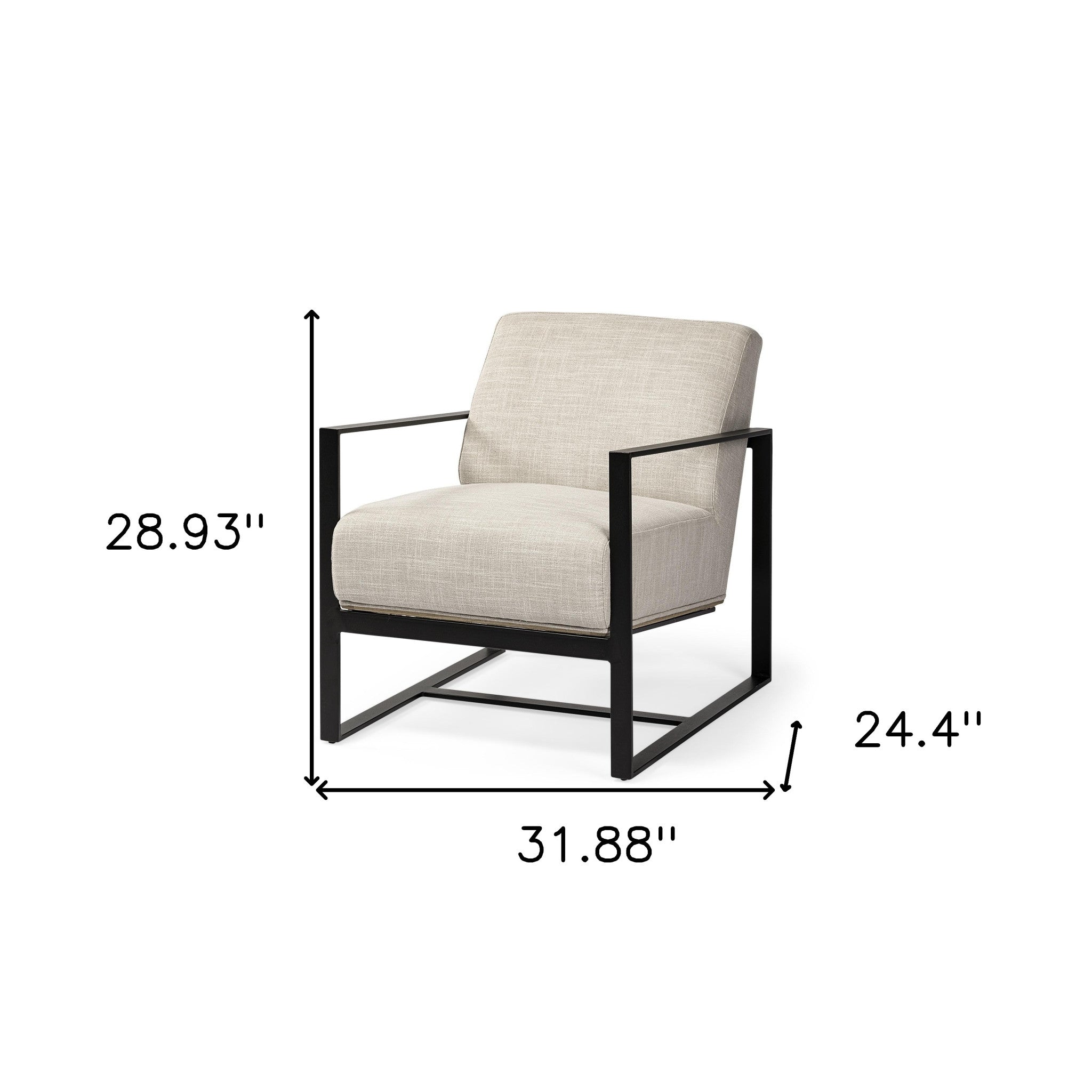 32" Cream and Black Fabric Arm Chair-7