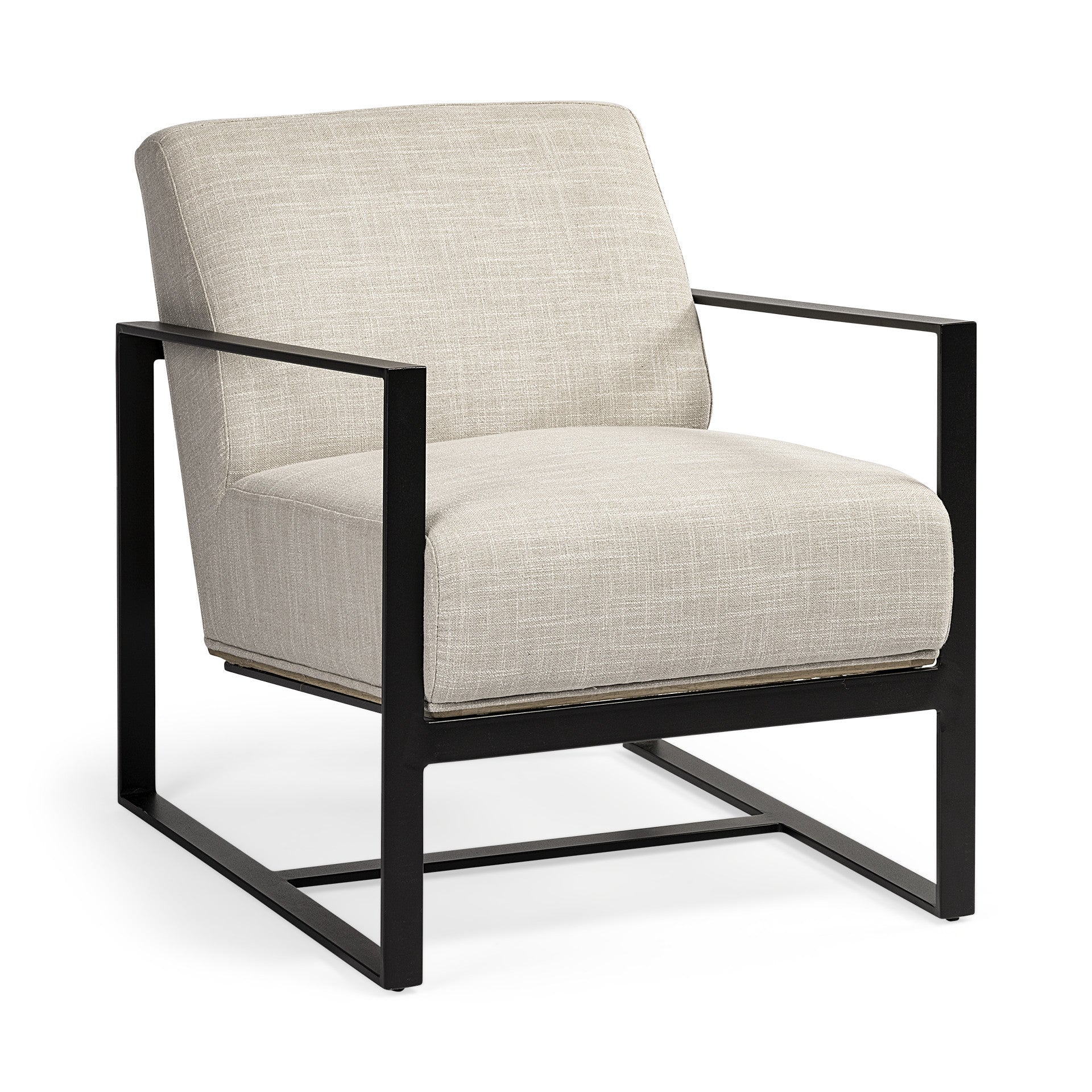 32" Cream and Black Fabric Arm Chair-5