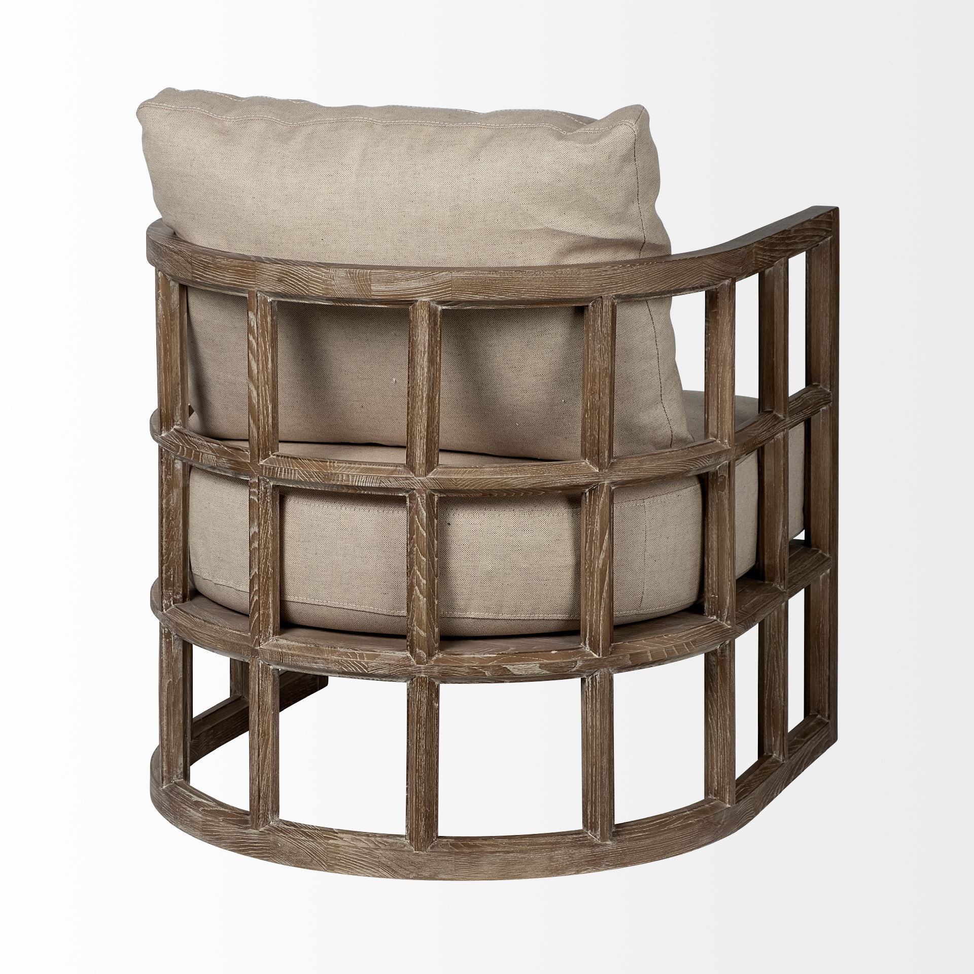 30" Cream and Brown Fabric Arm Chair-4