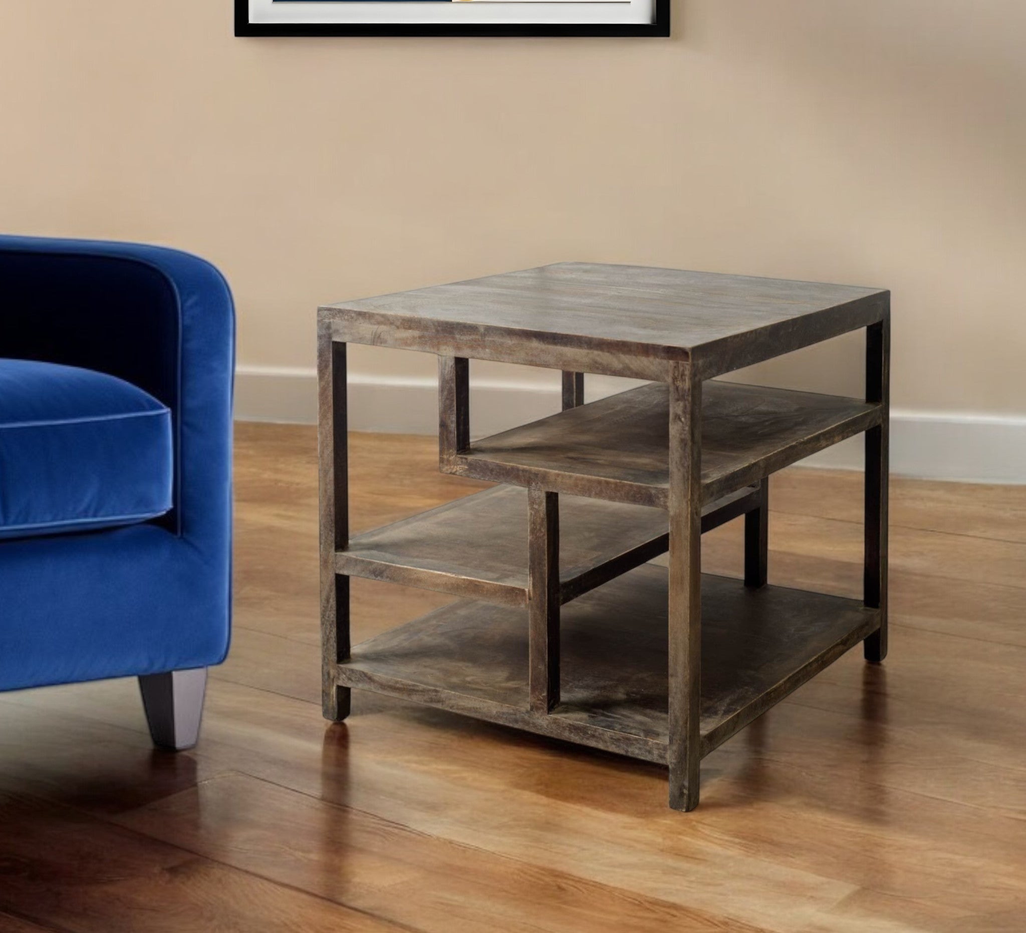 22" Brown Solid Wood Square End Table-0