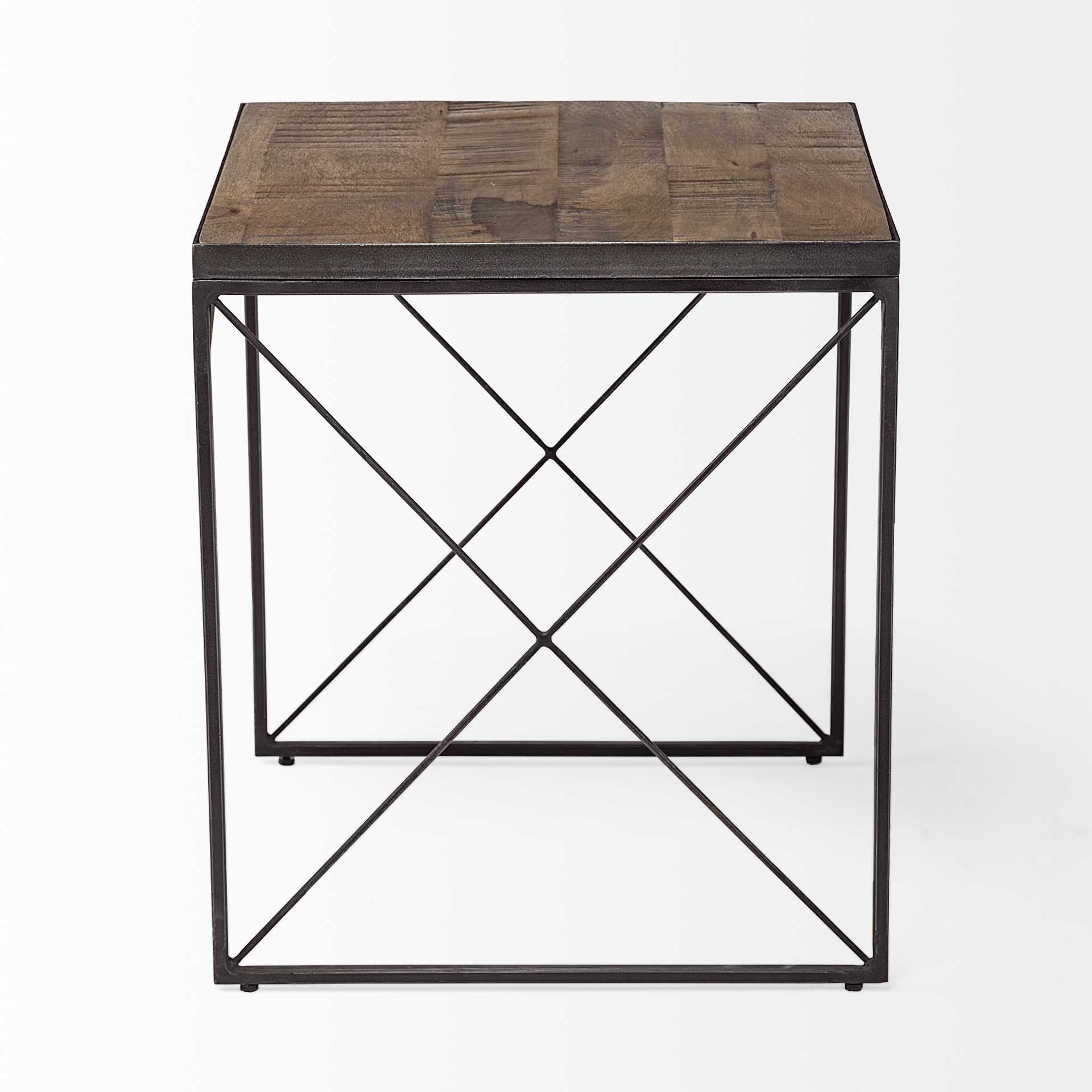 23" Brown Solid Wood Square End Table-3