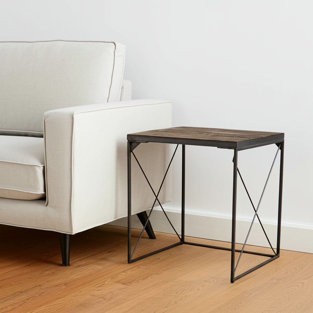 23" Brown Solid Wood Square End Table-1