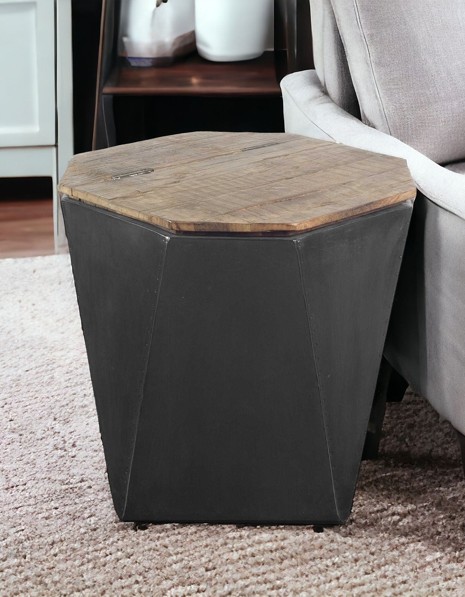 21" Black Solid Wood End Table-1