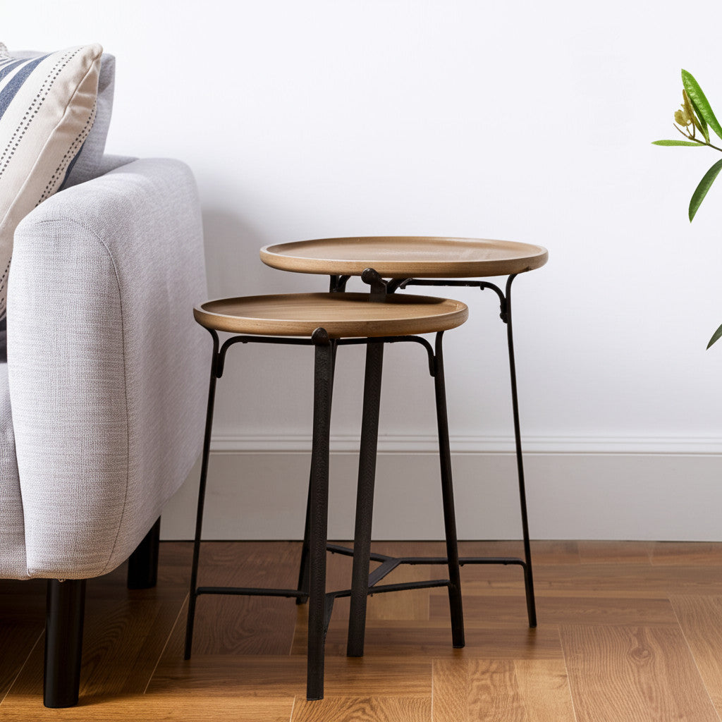 24" Brown Solid Wood Round End Table-0