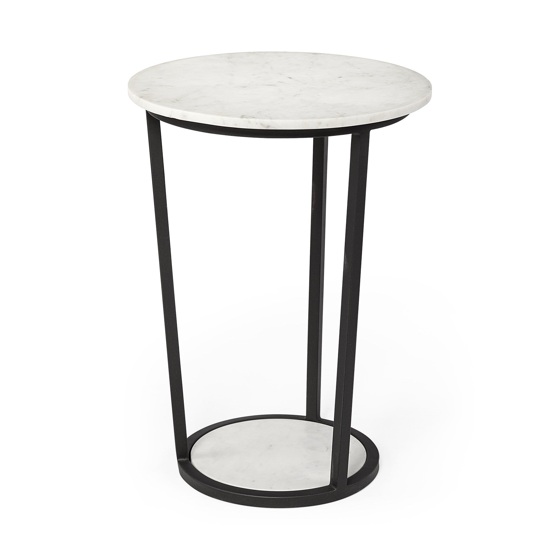 25" Black And White Marble End Table-0