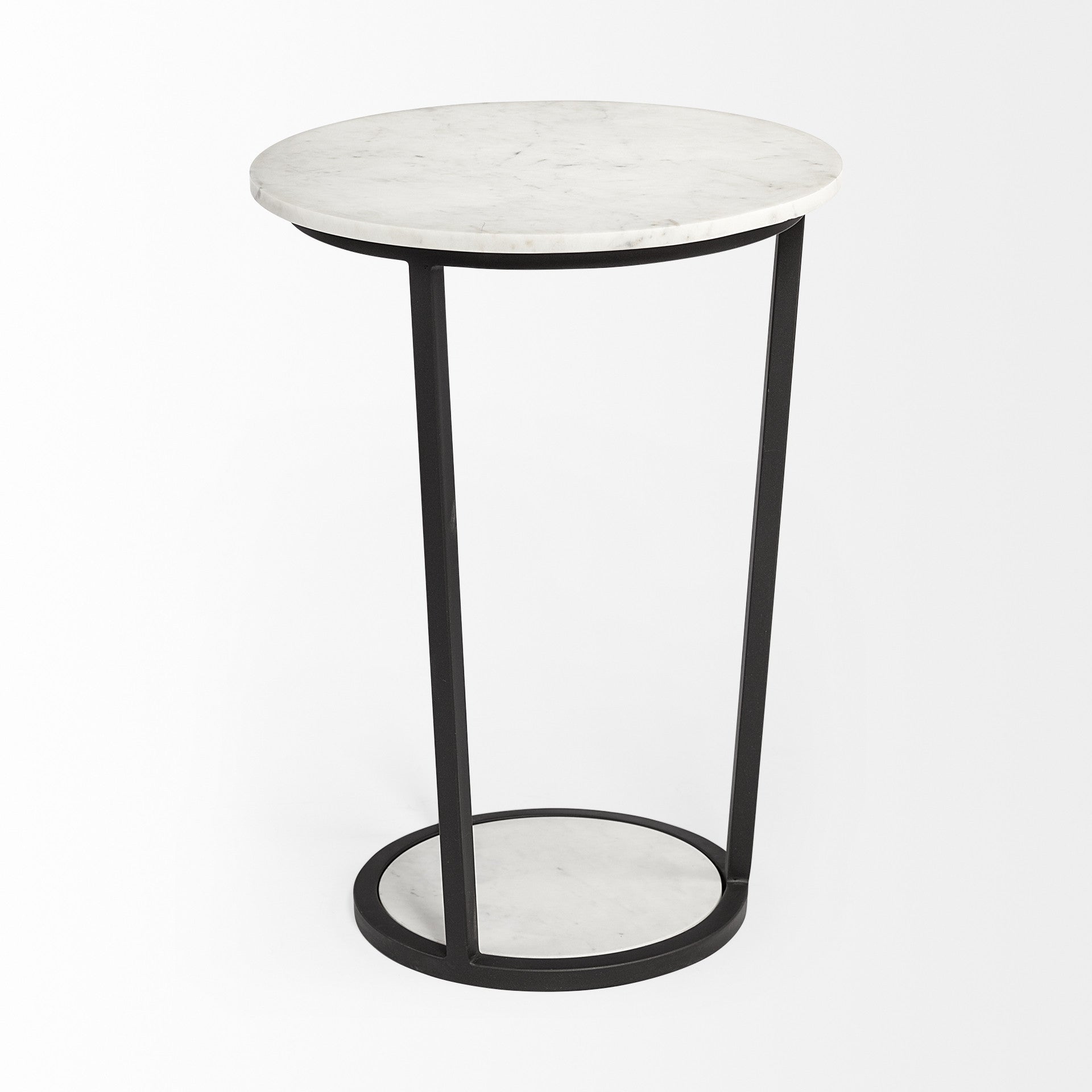 25" Black And White Marble End Table-2