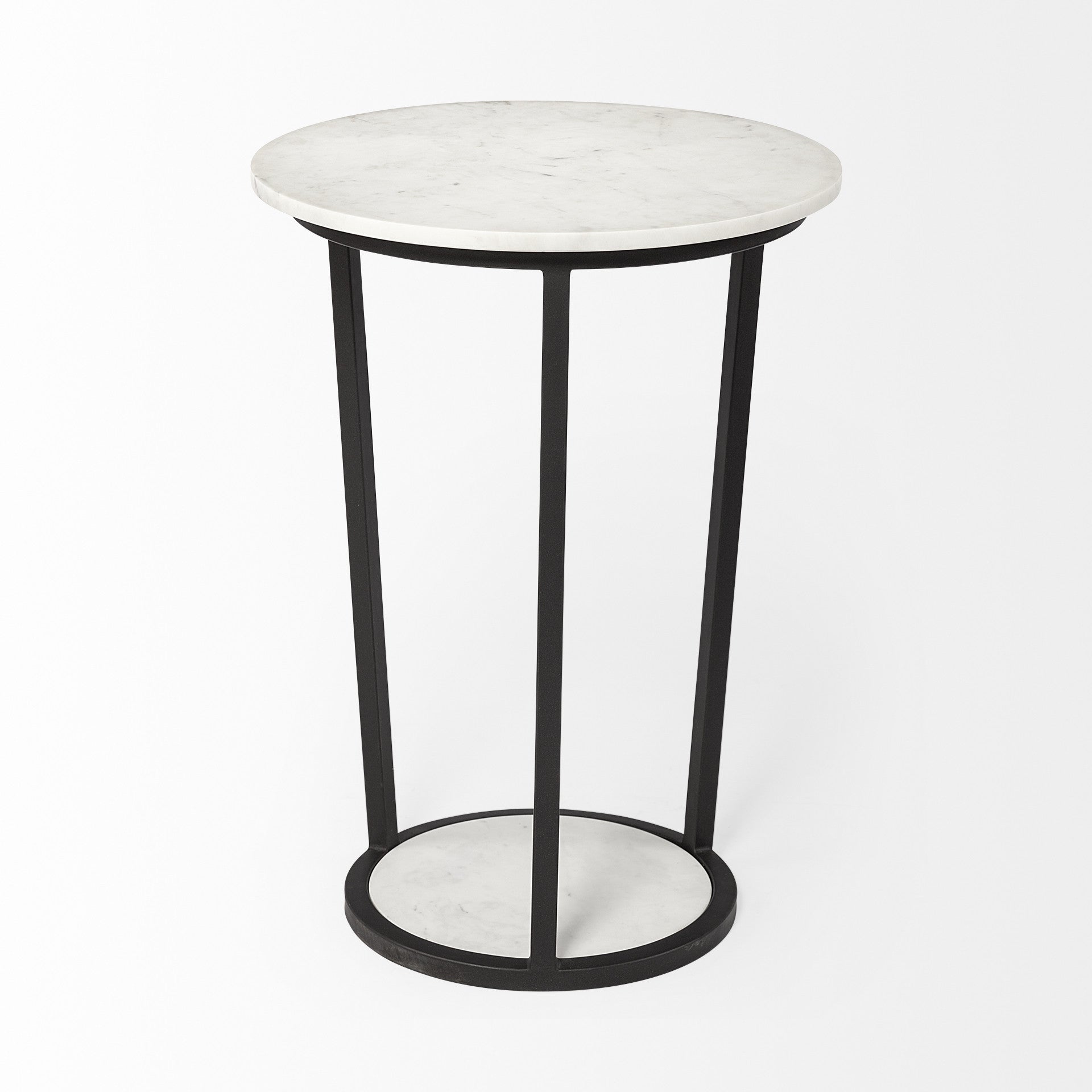 25" Black And White Marble End Table-3
