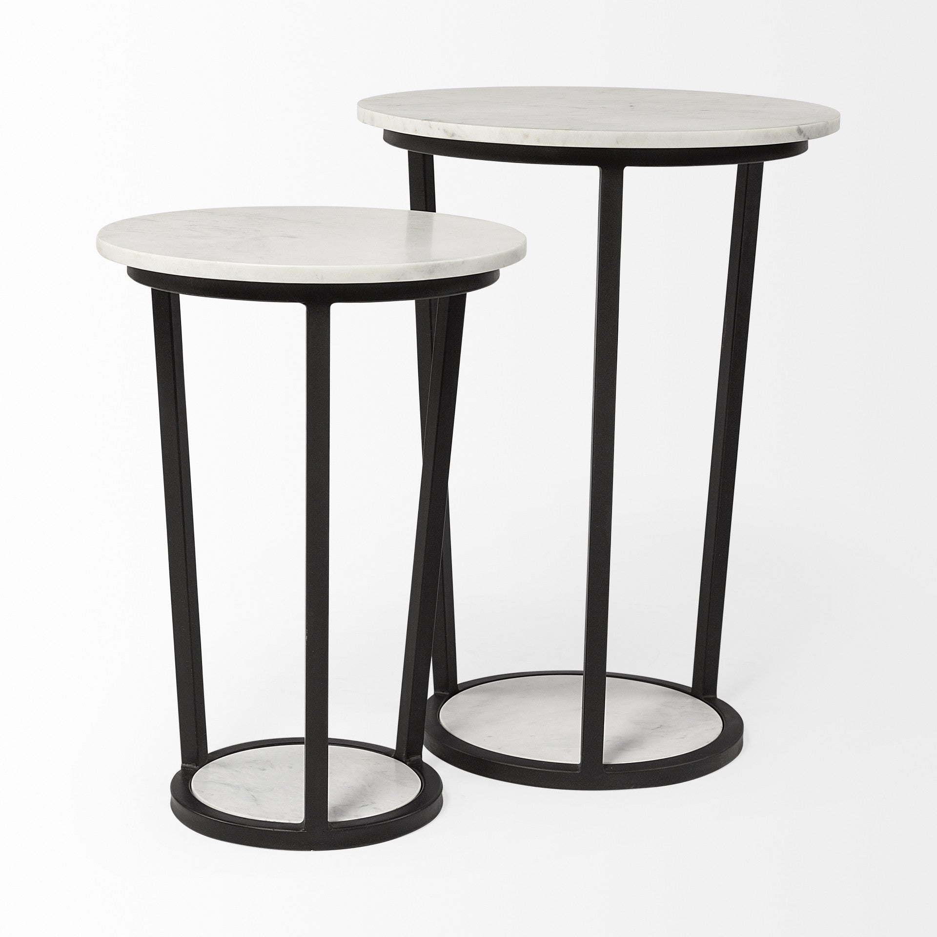 25" Black And White Marble End Table-5