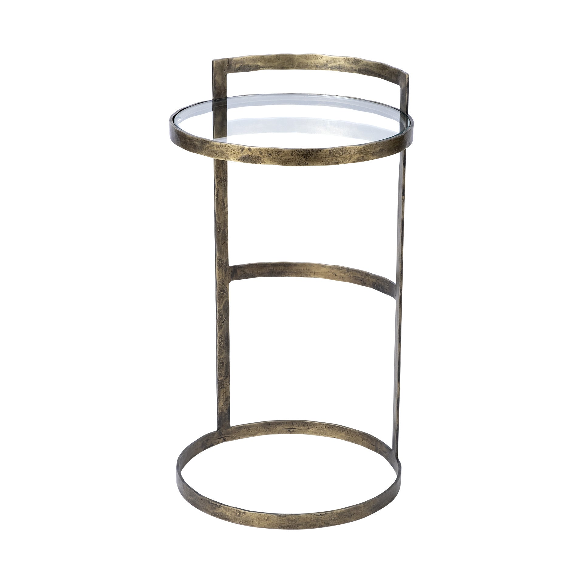 27" Gold And Clear Glass Round End Table-0