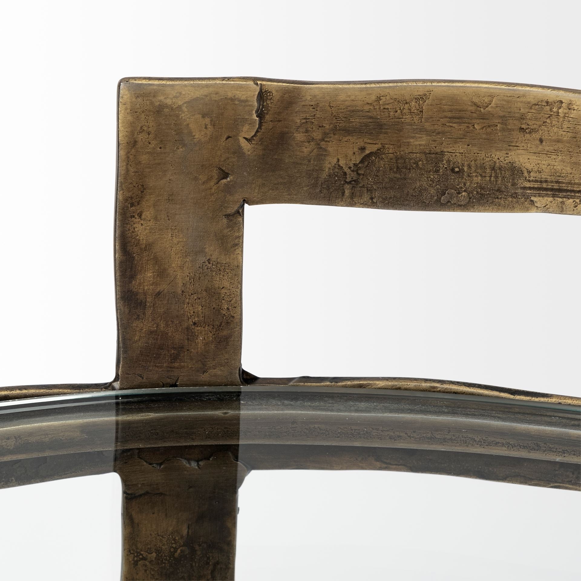 27" Gold And Clear Glass Round End Table-5