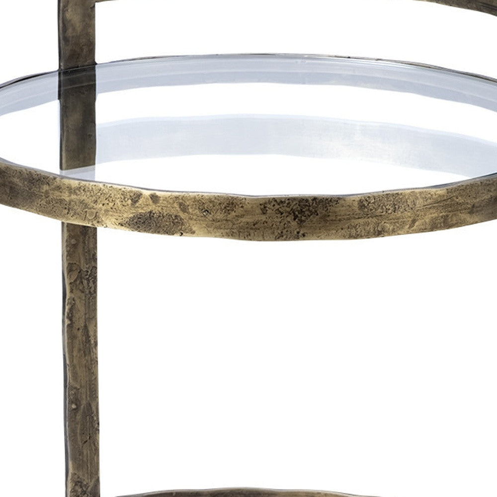 27" Gold And Clear Glass Round End Table-7