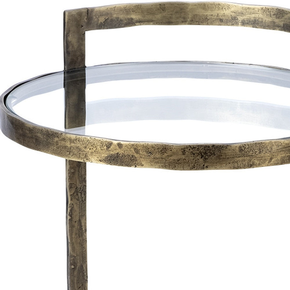 27" Gold And Clear Glass Round End Table-6