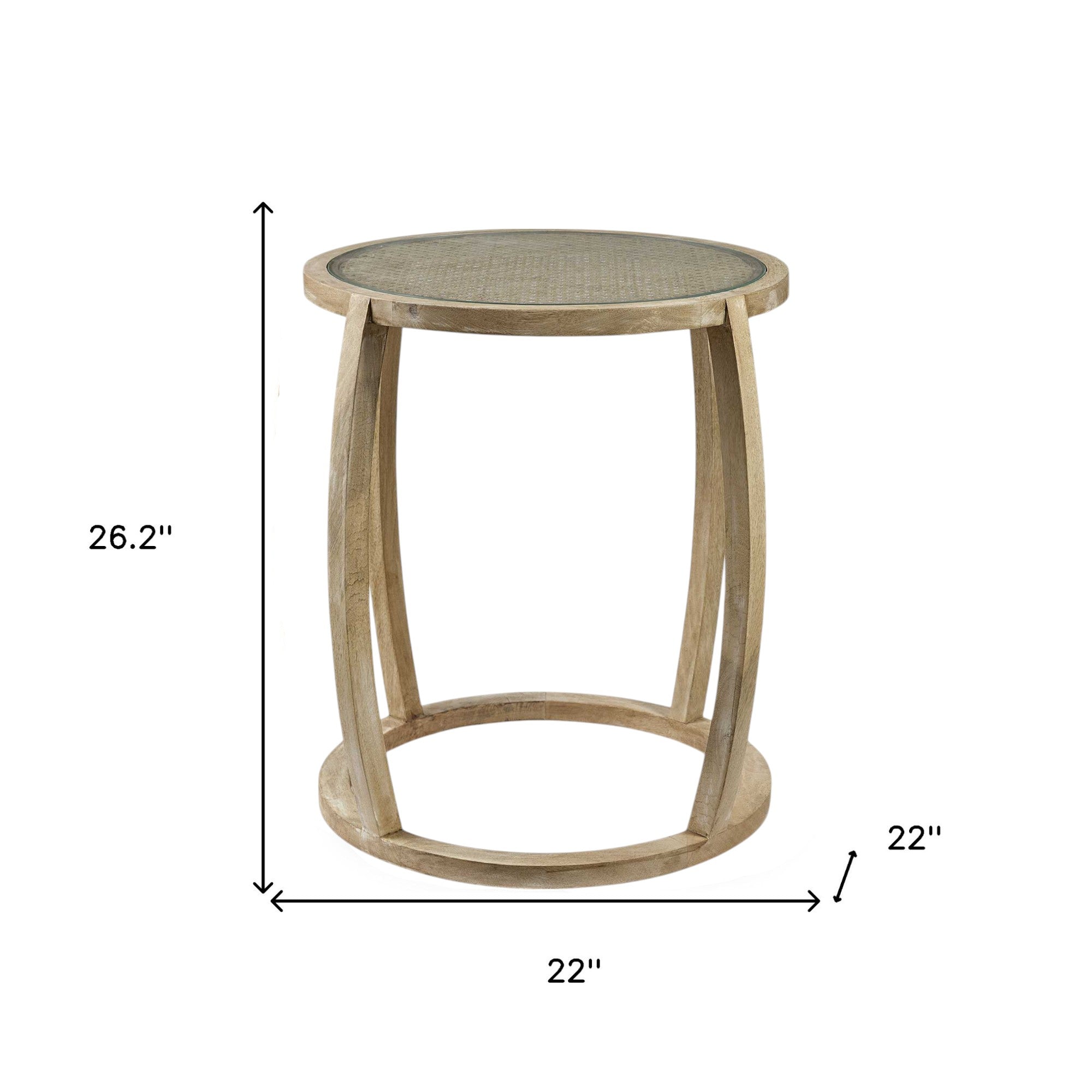 26" Brown And Clear Glass Round End Table-5