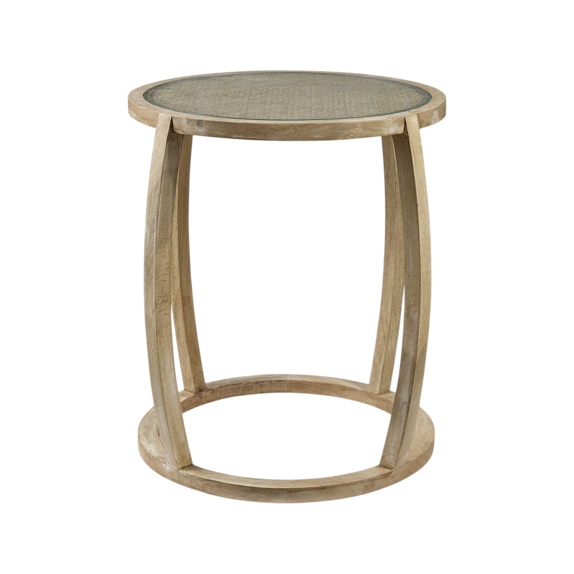 26" Brown And Clear Glass Round End Table-1