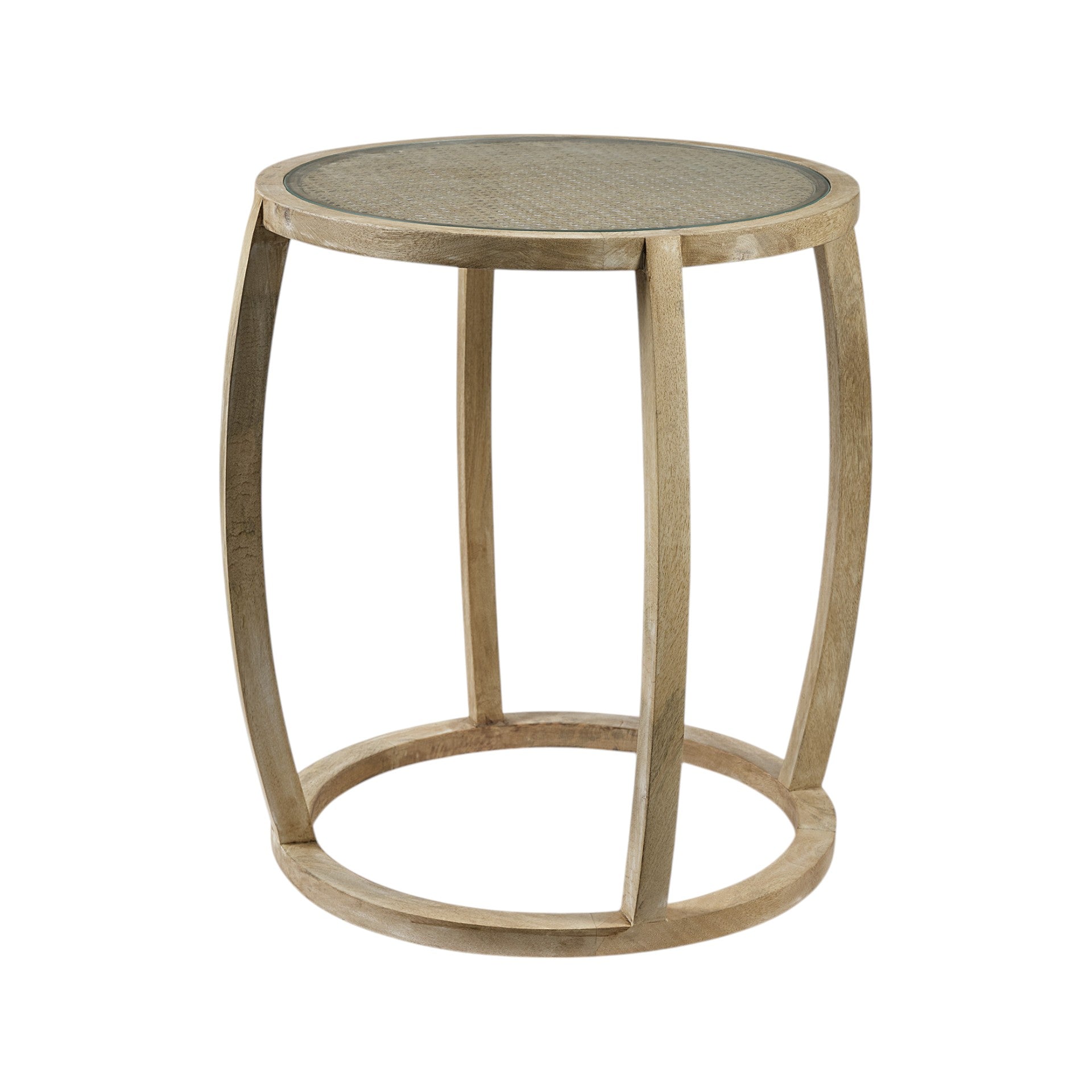 26" Brown And Clear Glass Round End Table-2