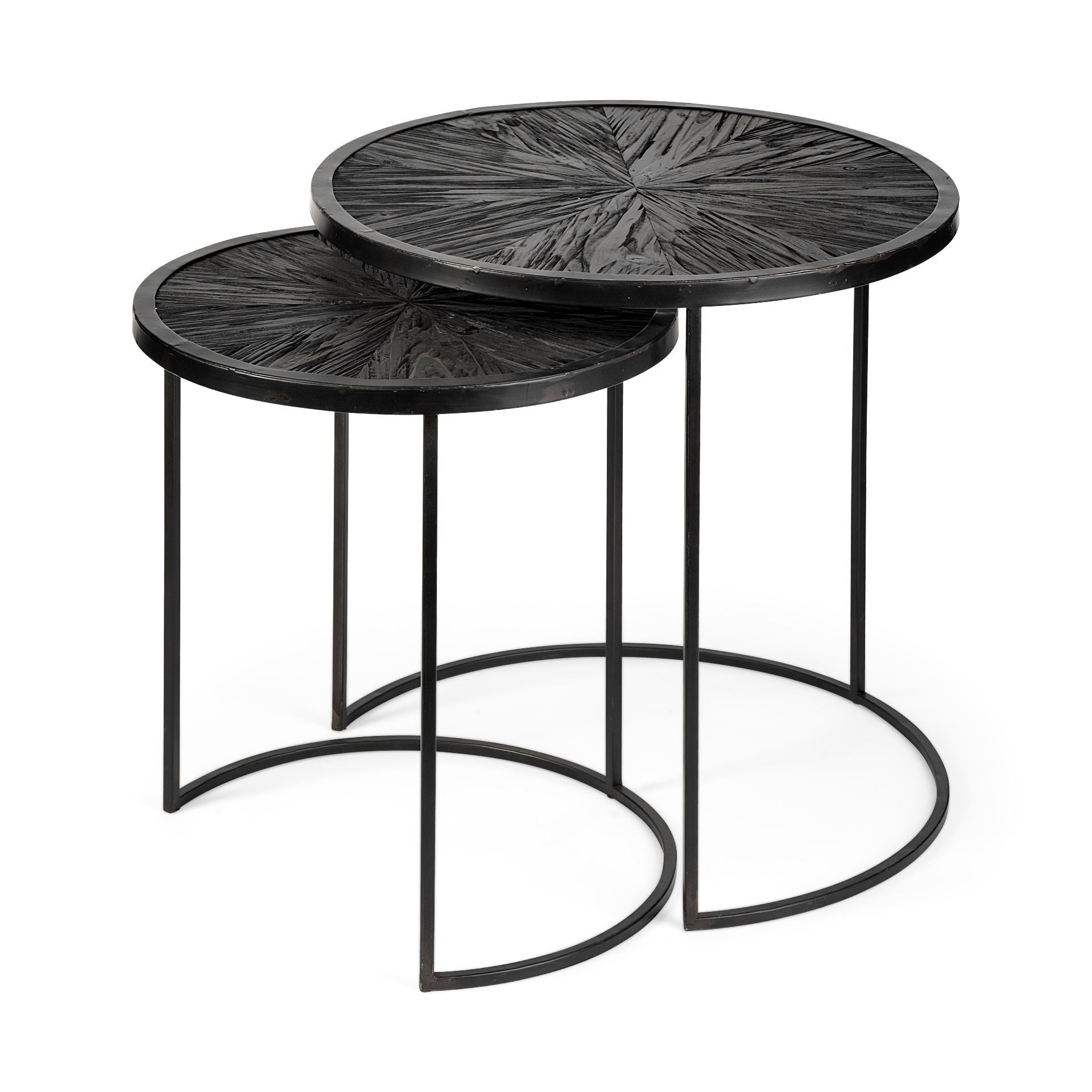 Set of Two 20" Black Round End Table-0
