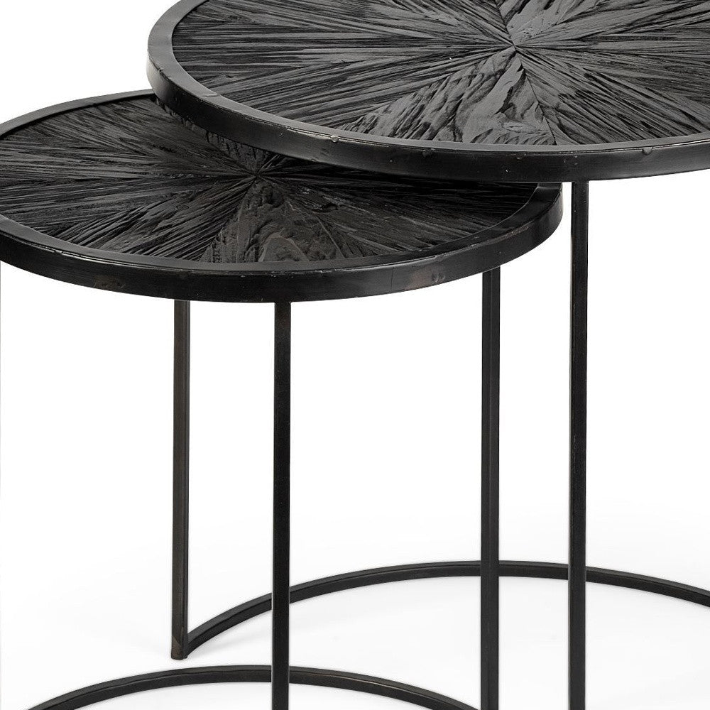 Set of Two 20" Black Round End Table-5
