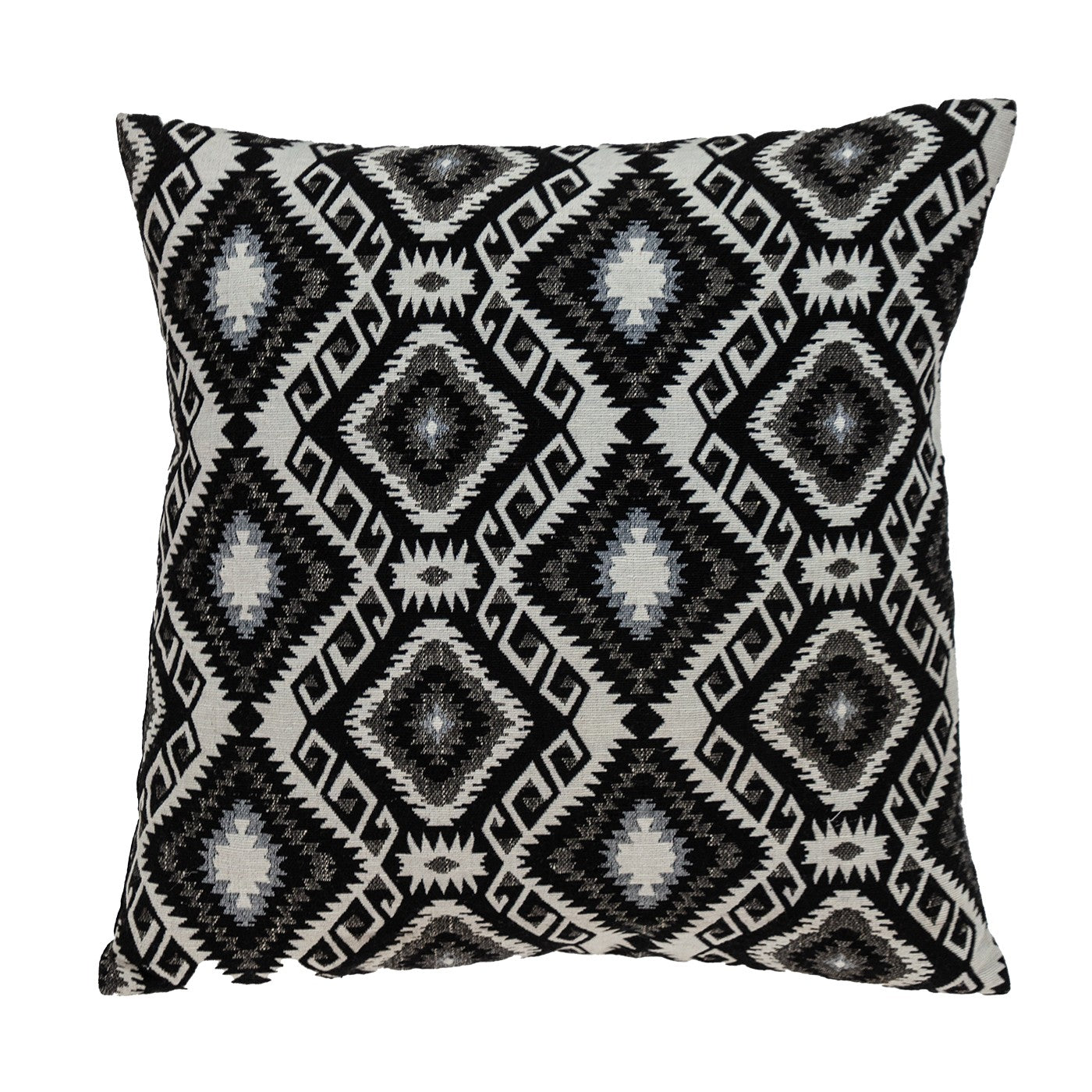 Jet Black And White Geo Throw Pillow-1