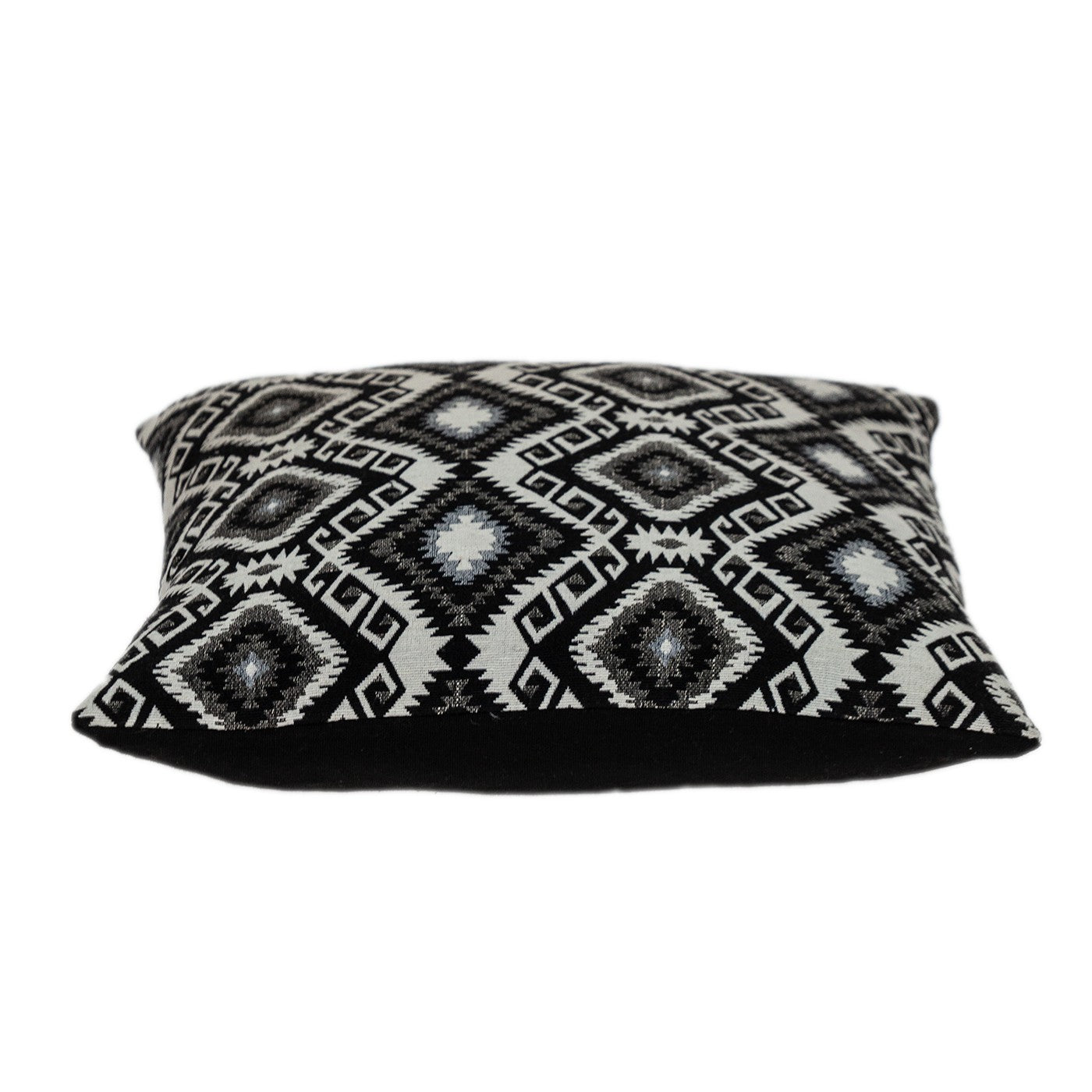 Jet Black And White Geo Throw Pillow-3