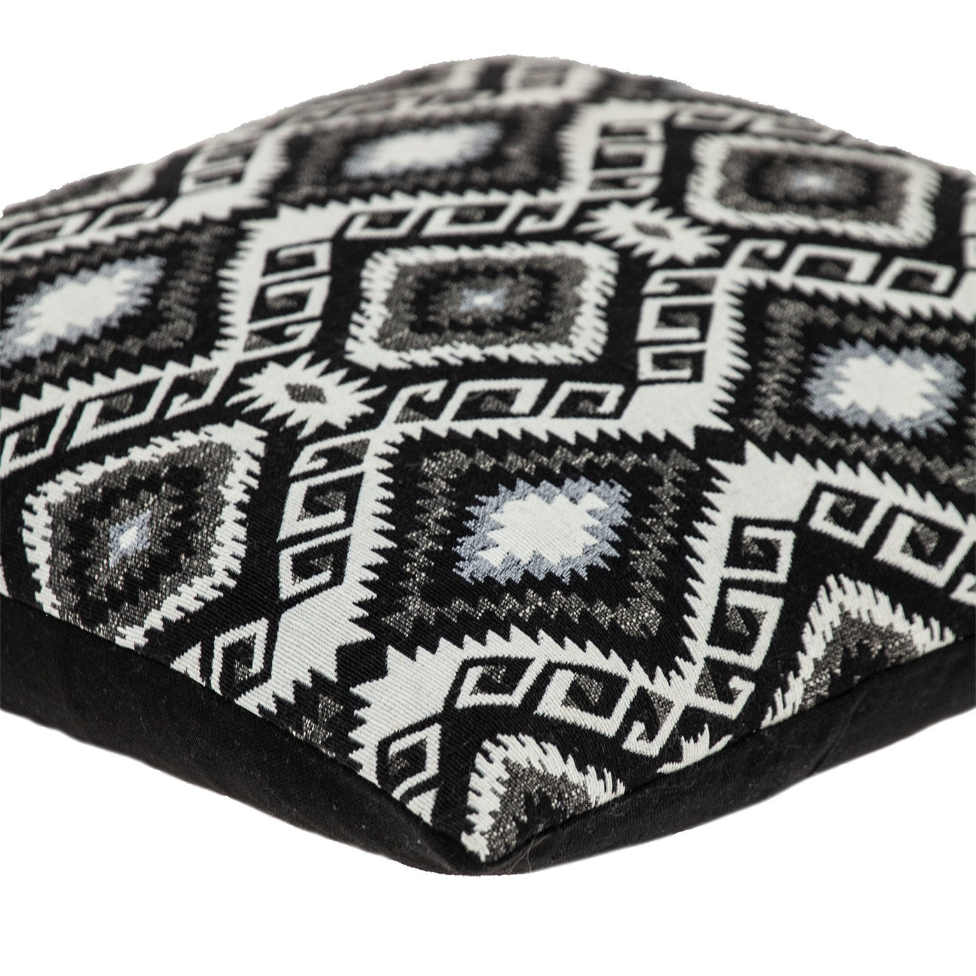Jet Black And White Geo Throw Pillow-4