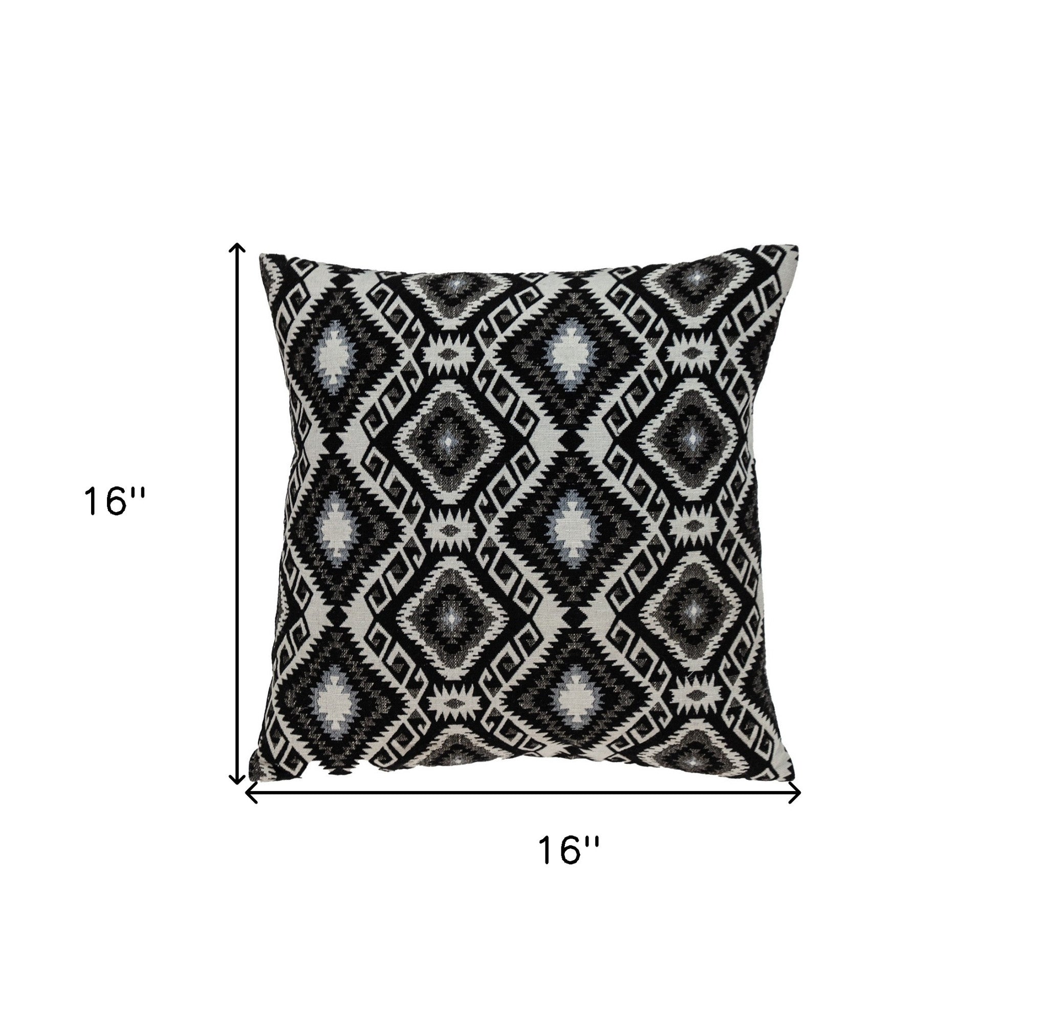 Jet Black And White Geo Throw Pillow-8