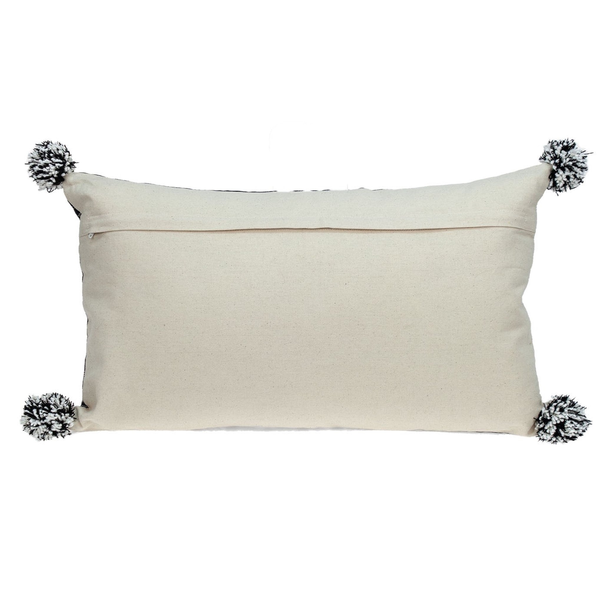 Black And Gray X Pom Throw Pillow-2