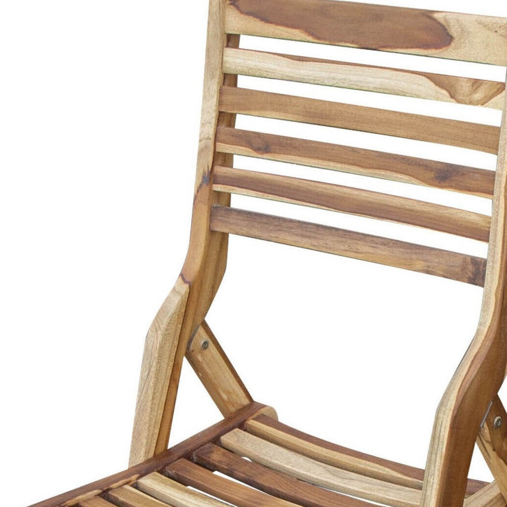 22" Brown Solid Wood Outdoor Folding Dining Chair-3