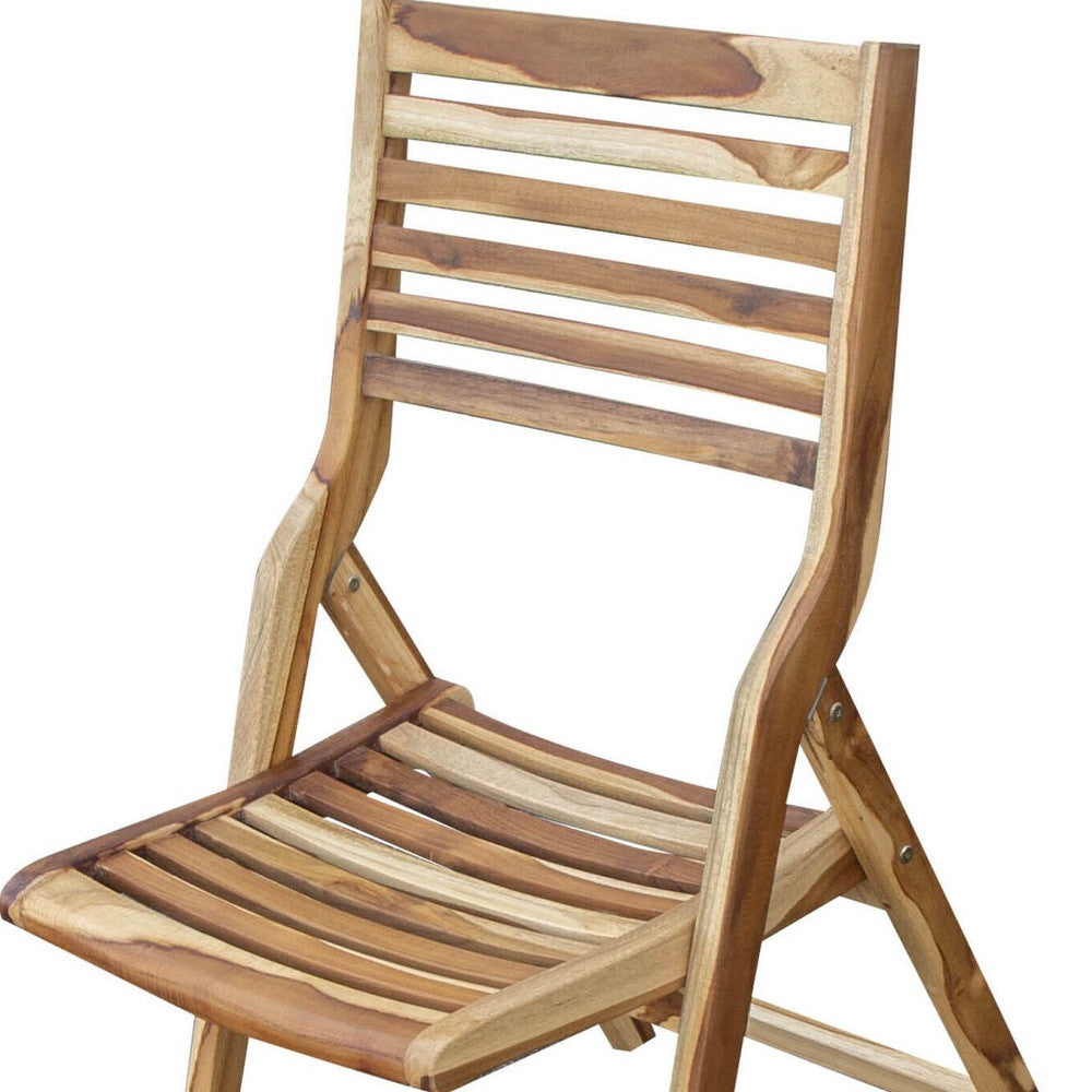 22" Brown Solid Wood Outdoor Folding Dining Chair-4