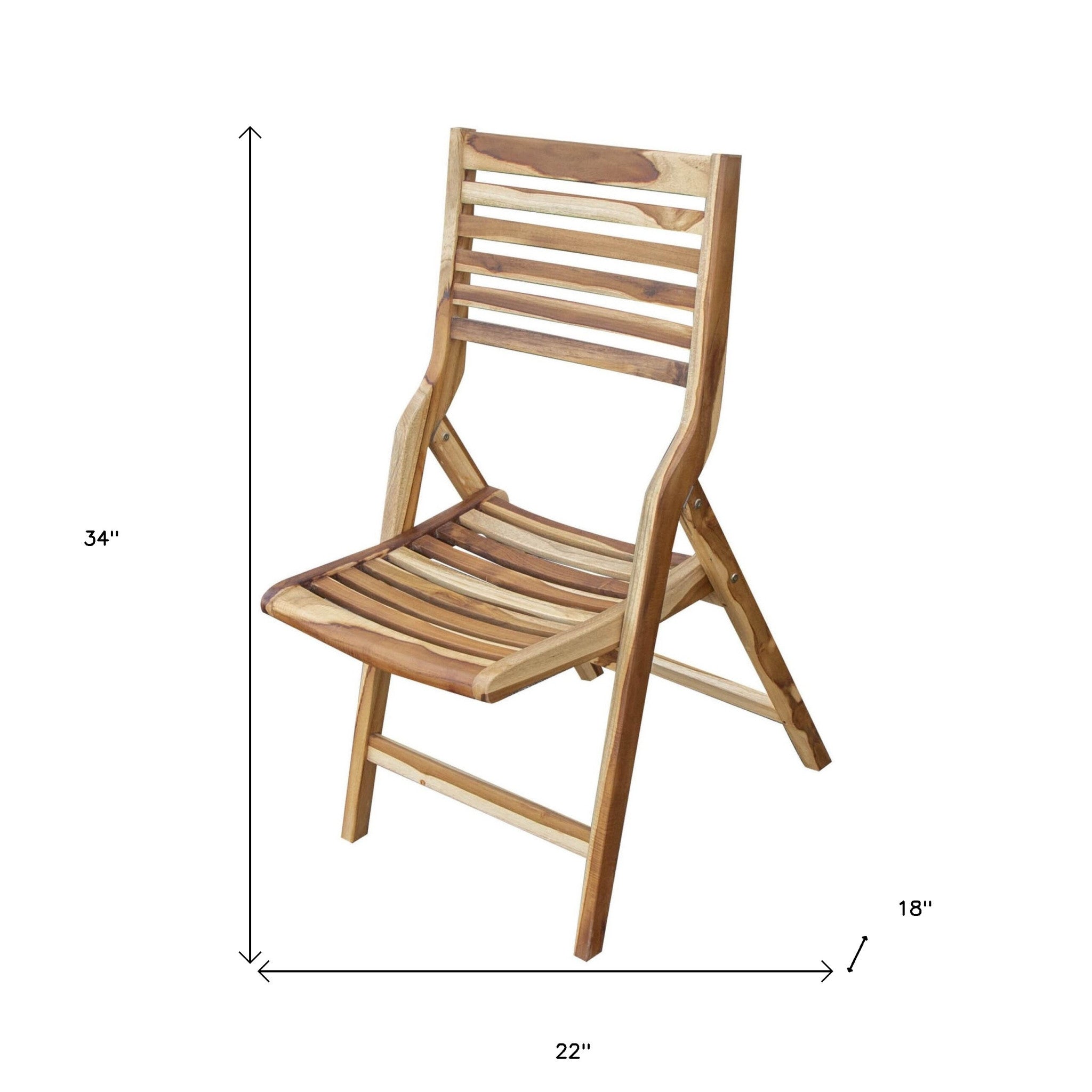 22" Brown Solid Wood Outdoor Folding Dining Chair-5