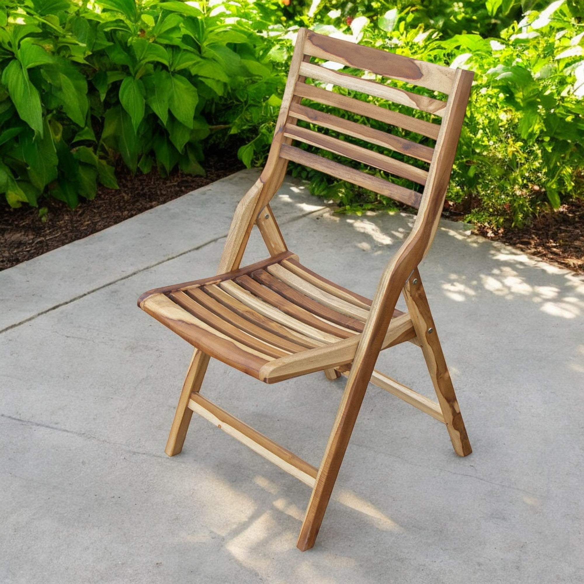 22" Brown Solid Wood Outdoor Folding Dining Chair-0