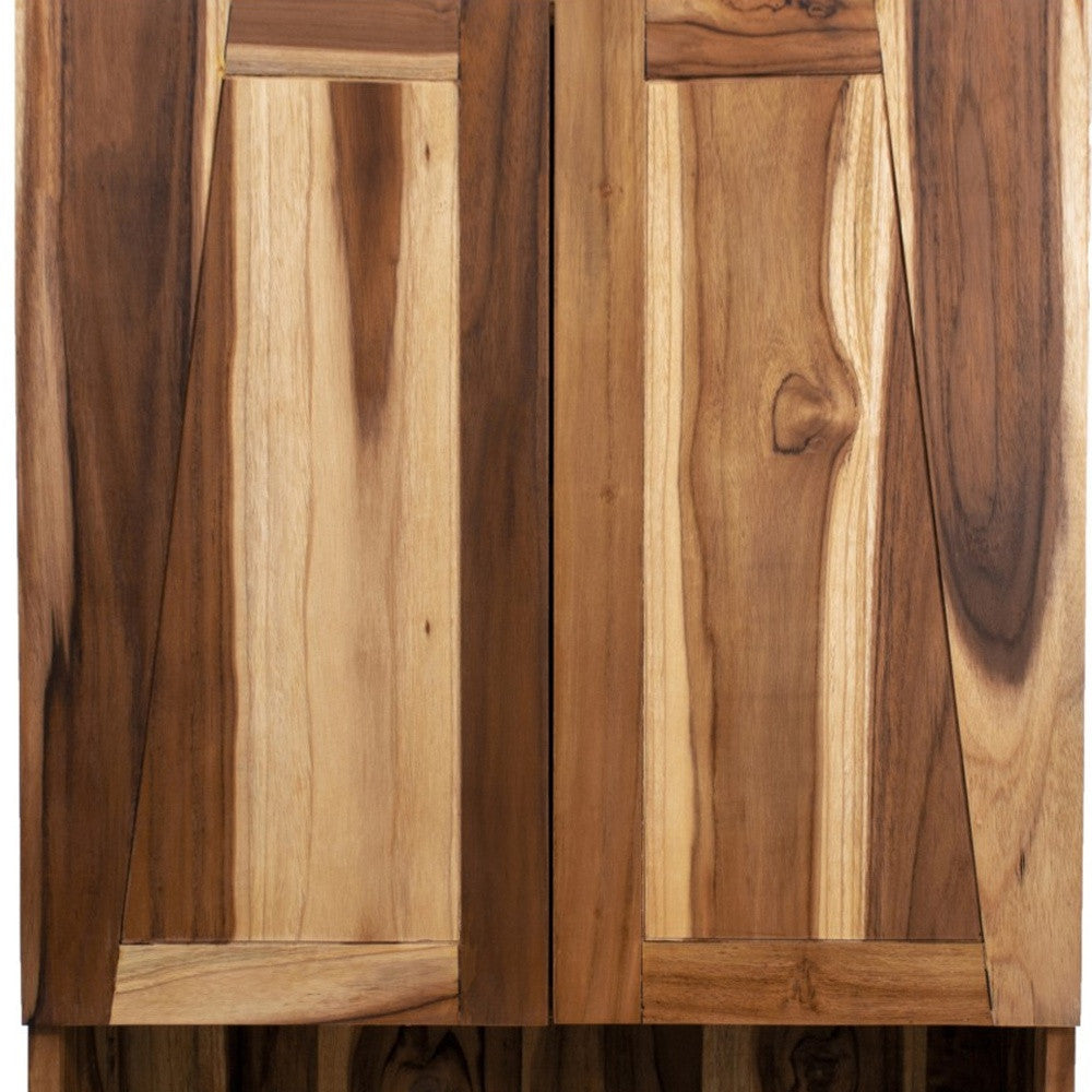 24" Shades Of Brown Solid Teak Wood Wall Mounted Accent Cabinet-3
