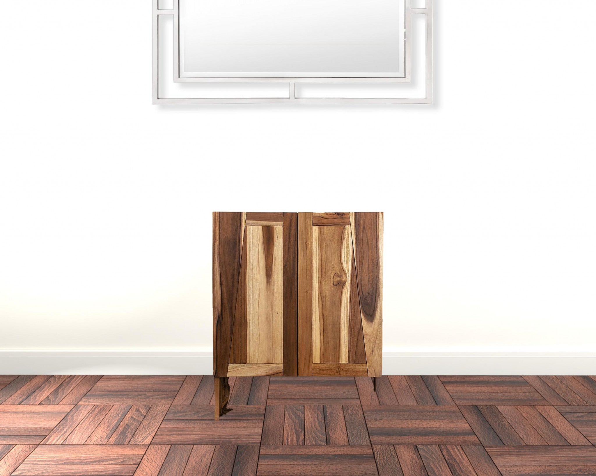 24" Shades Of Brown Solid Teak Wood Wall Mounted Accent Cabinet-1