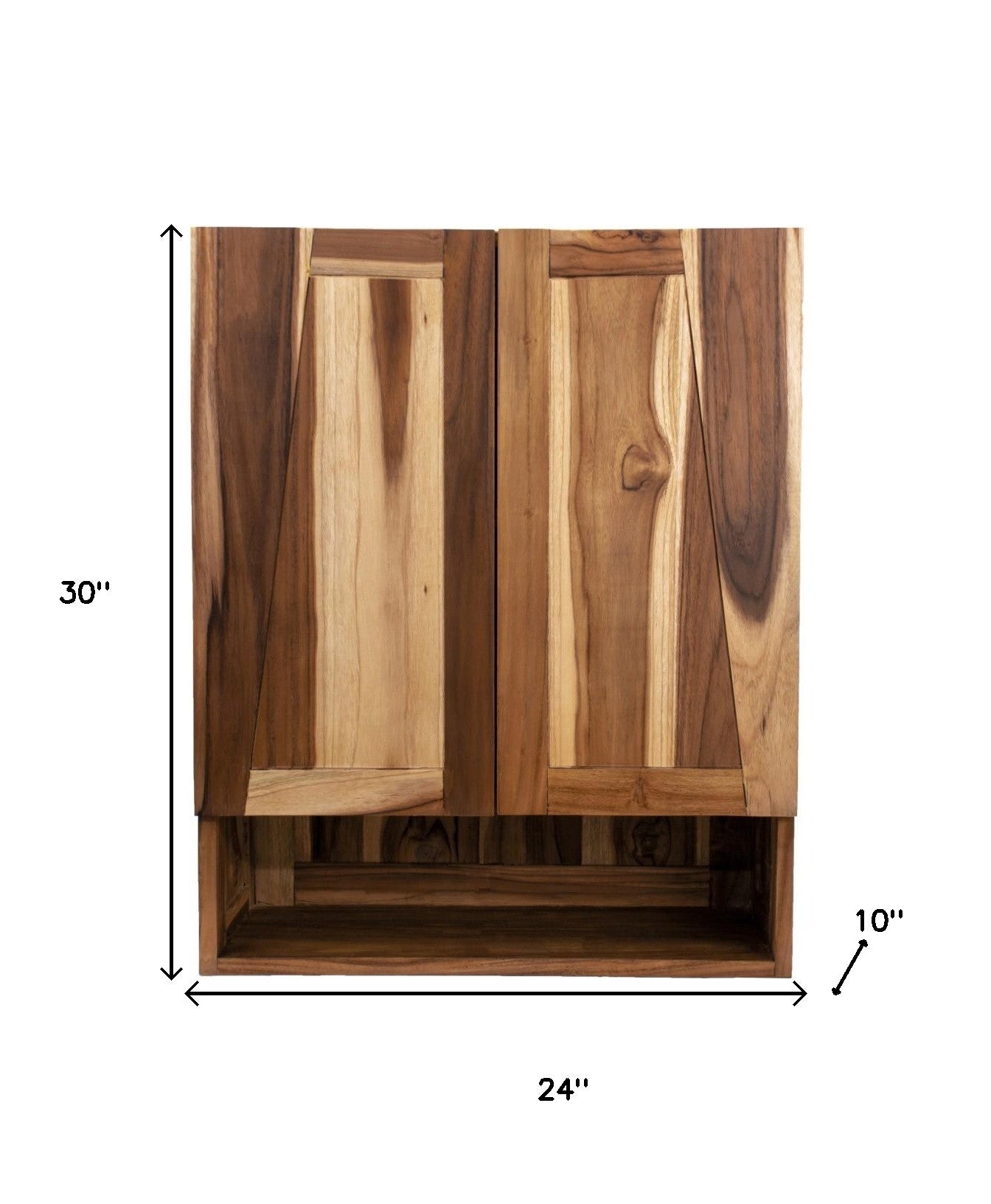 24" Shades Of Brown Solid Teak Wood Wall Mounted Accent Cabinet-4