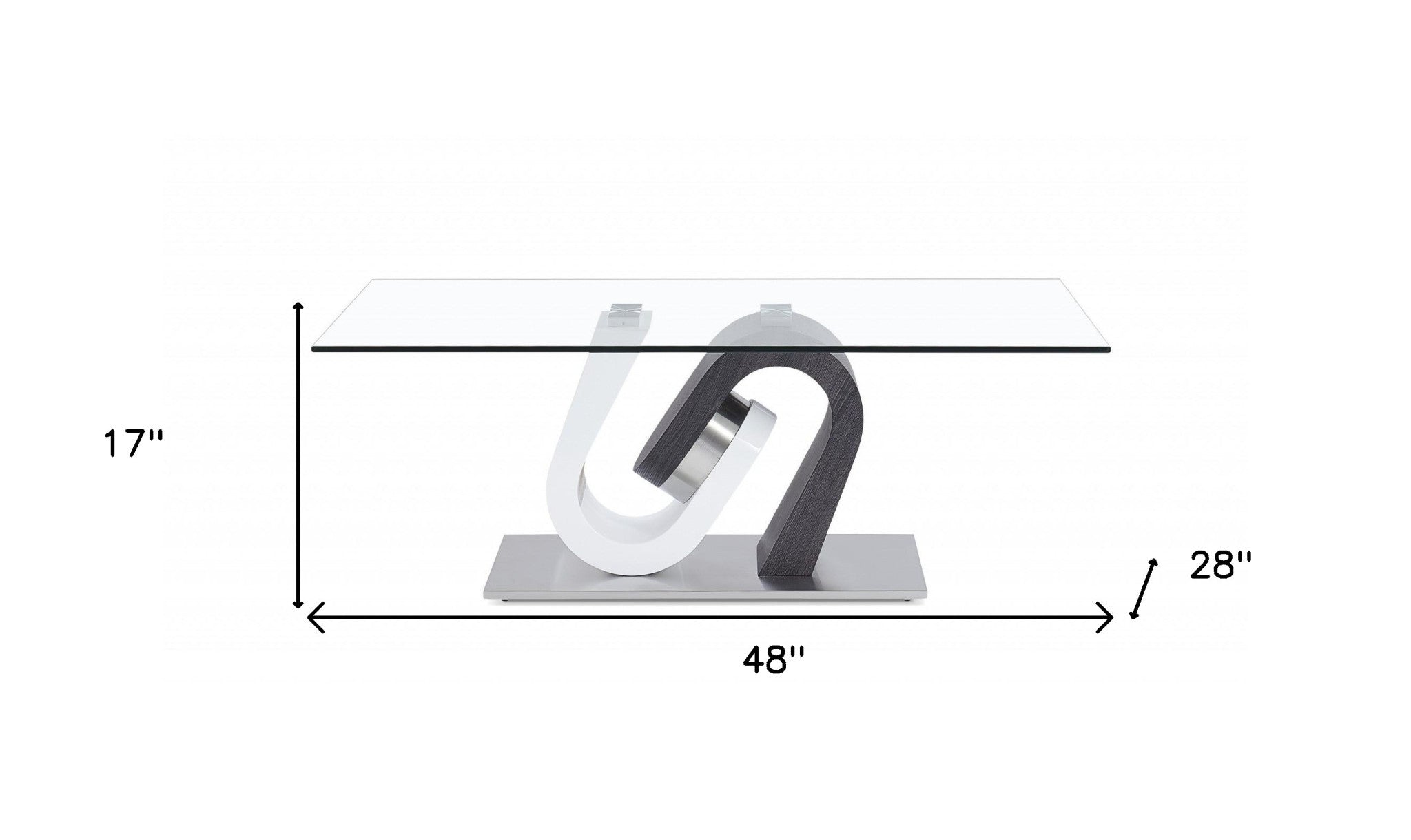 48" Clear Gray and White Glass And Steel Mod Coffee Table-4