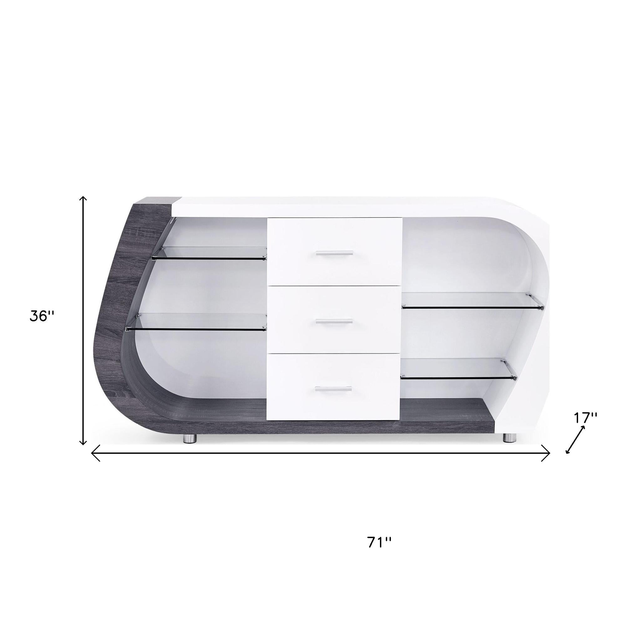 White And Grey Multi Tone Buffet With 3 Drawers-6