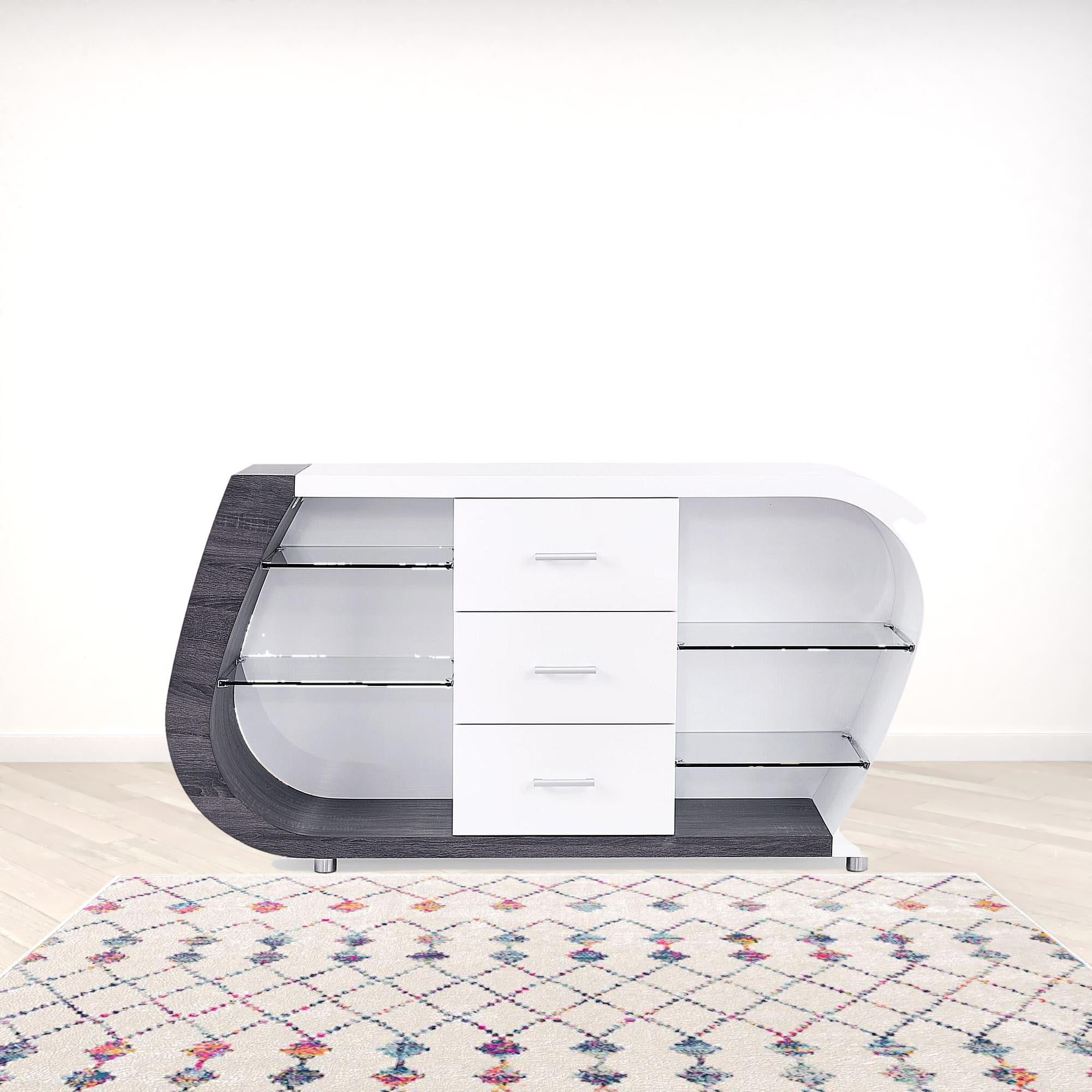 White And Grey Multi Tone Buffet With 3 Drawers-1