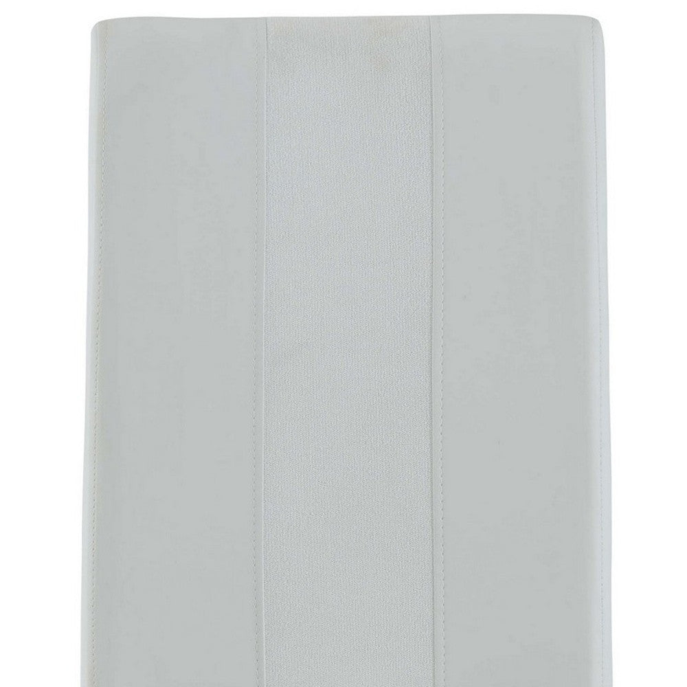 Set of Four White and Silver Upholstered Faux Leather Dining Side Chairs-7