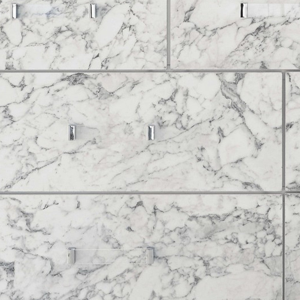 Modern White Dresser With 7 Faux Marble Detailed Front Drawer.-2