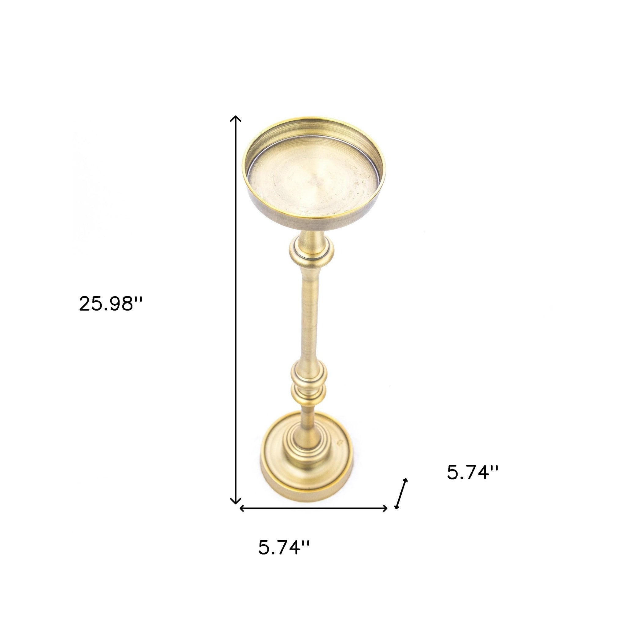 26" Brushed Gold Drink Size Round End Table-8