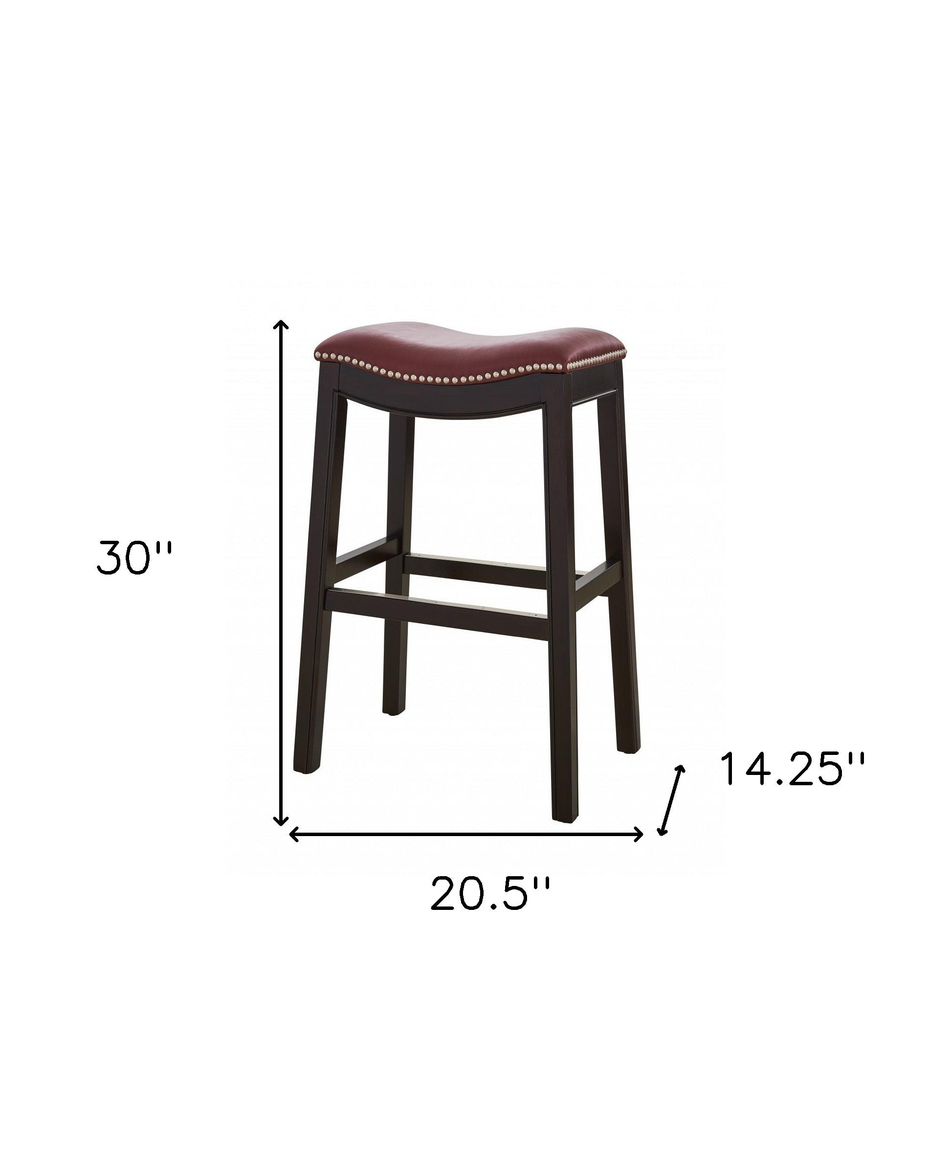 31" Dark Red and Espresso Solid Wood Backless Bar Chair-7