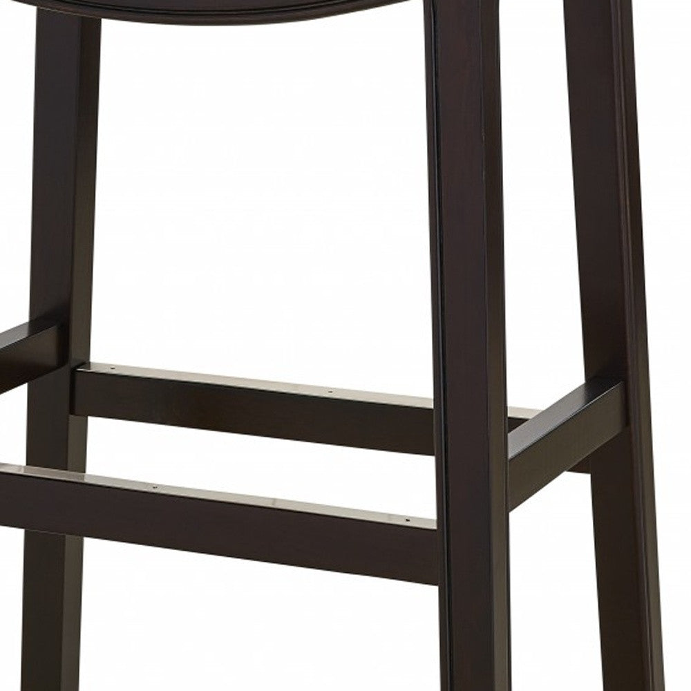 31" Dark Red and Espresso Solid Wood Backless Bar Chair-6