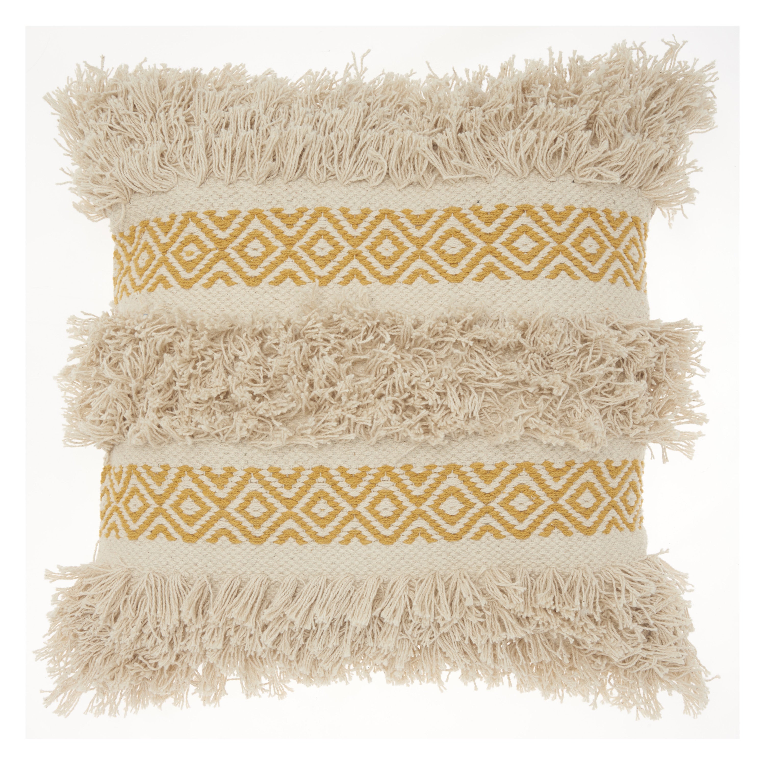 Mustard Diamond Patterned Throw Pillow-1