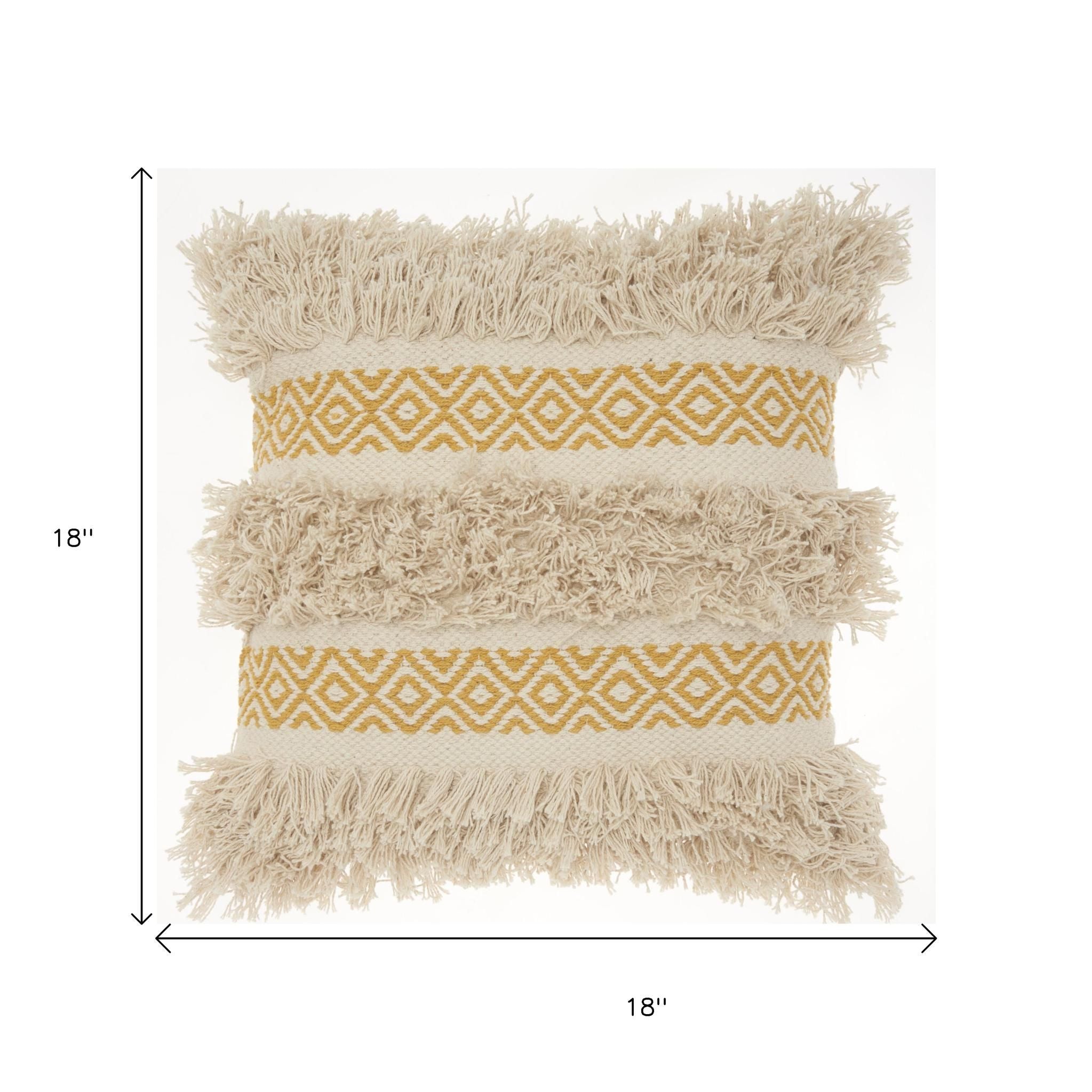 Mustard Diamond Patterned Throw Pillow-5