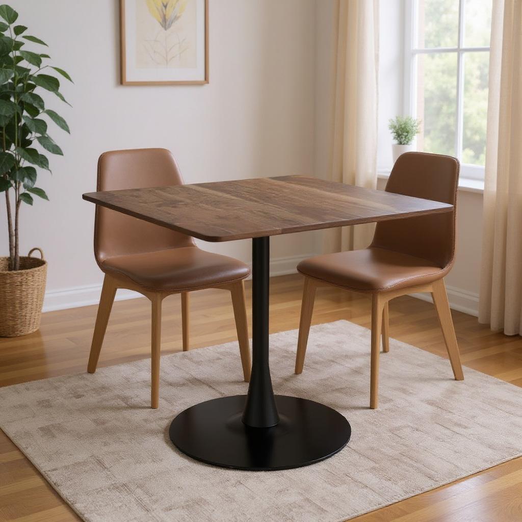 35" Square Steel Pedestal Base Dining Table-1