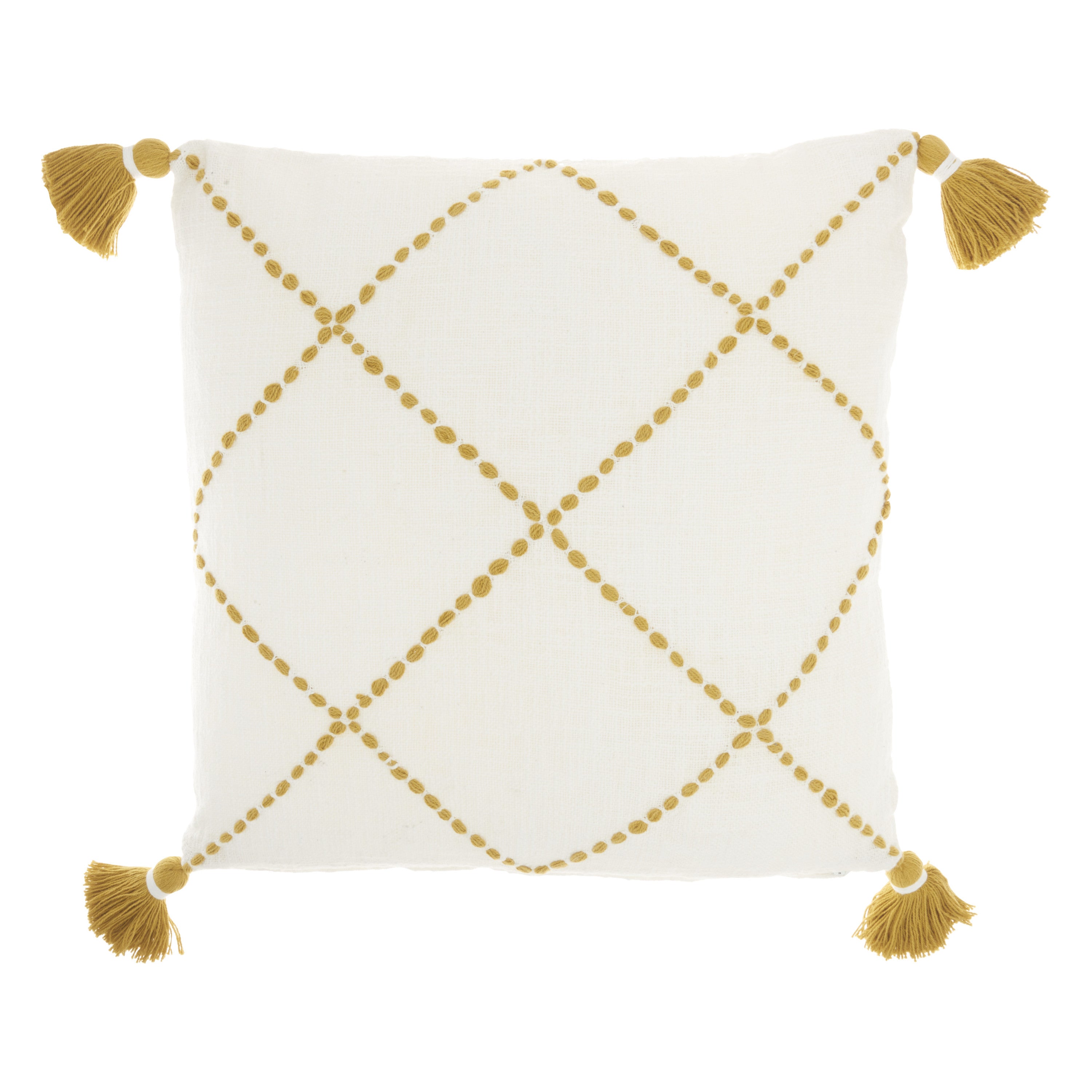 Boho Mustard Cotton Accent Throw Pillow-1