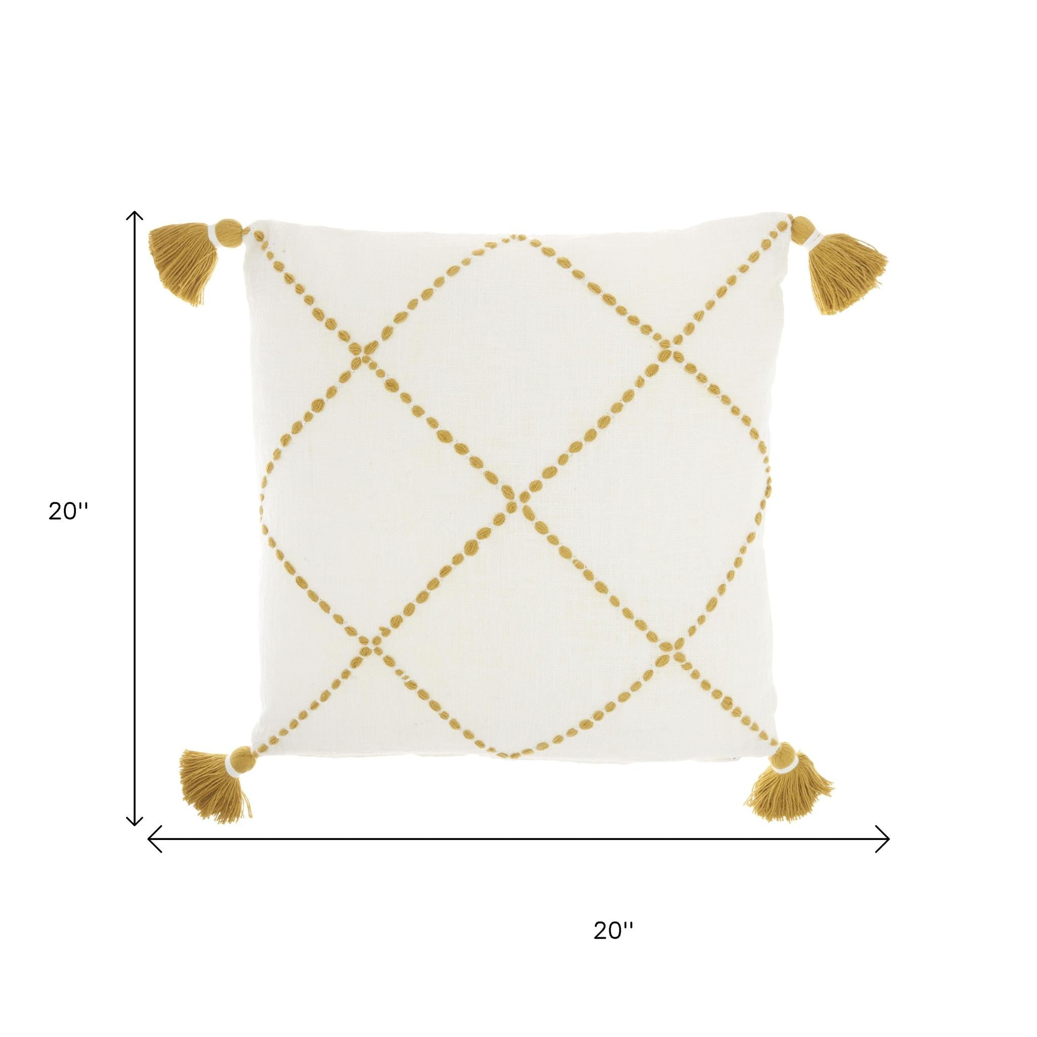 Boho Mustard Cotton Accent Throw Pillow-7