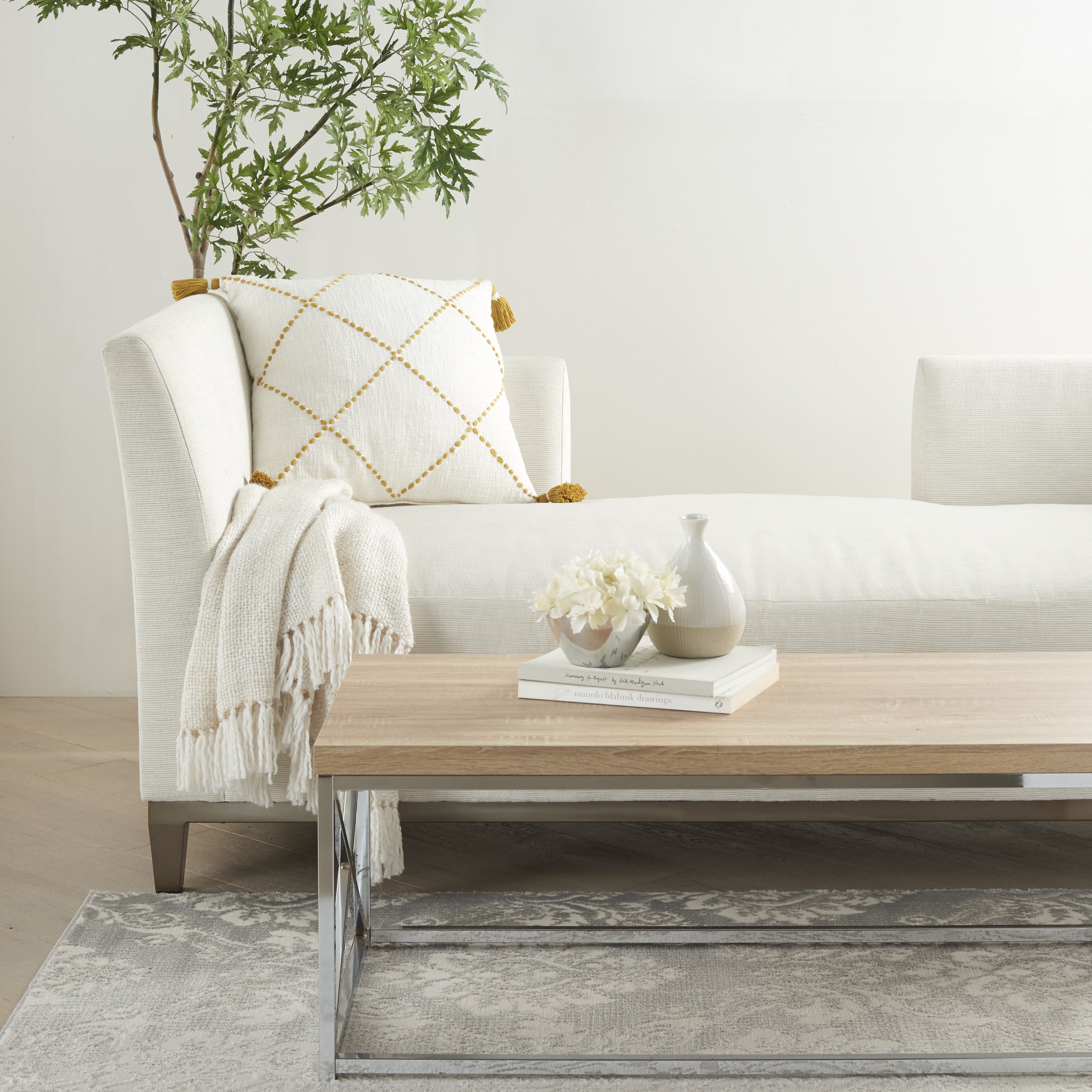 Boho Mustard Cotton Accent Throw Pillow-6